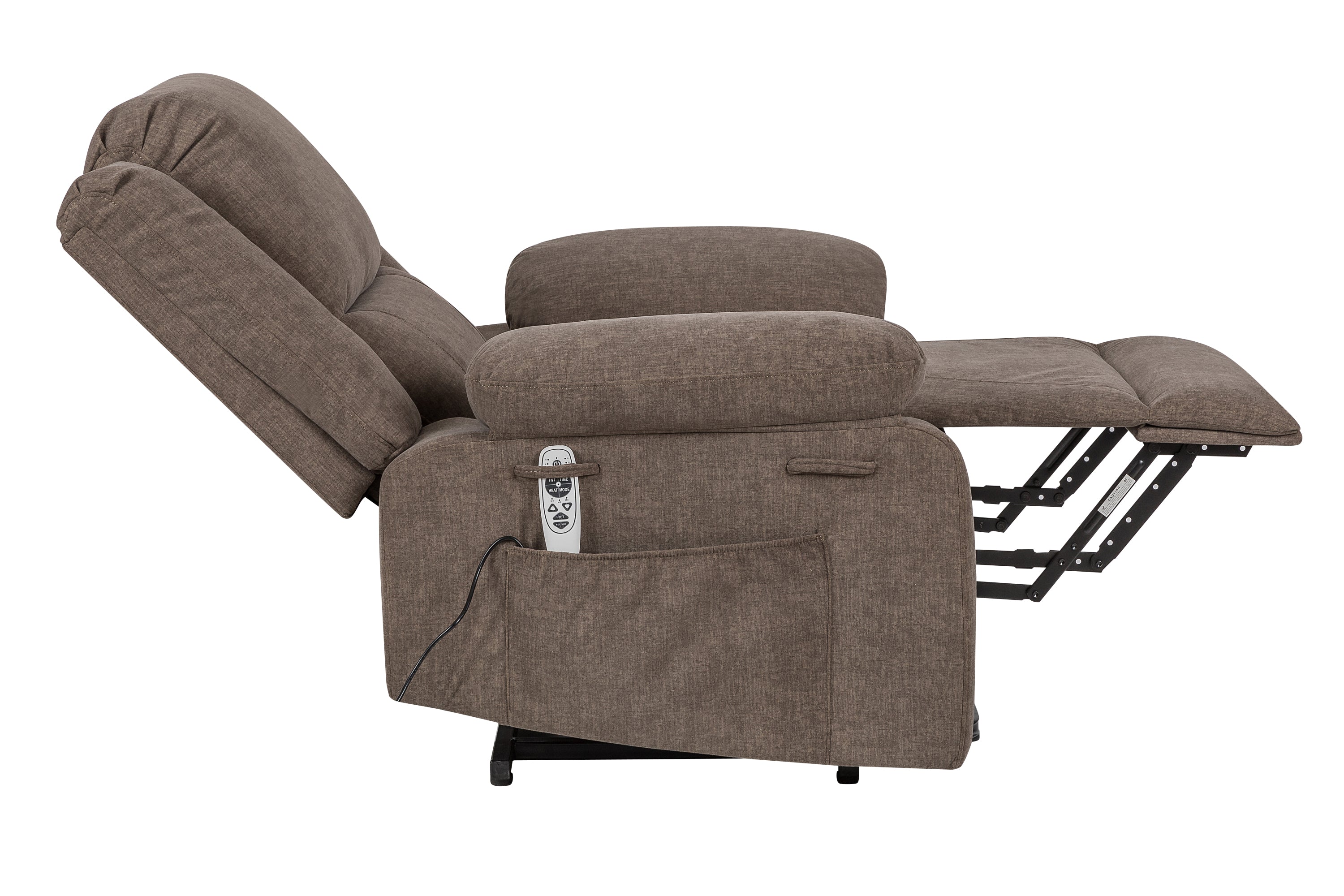 Electric Power Recliner Chair With Massage For Elderly ,Remote Control Multi-function Lifting, Timing, Cushion Heating Chair With Side Pocket Brown