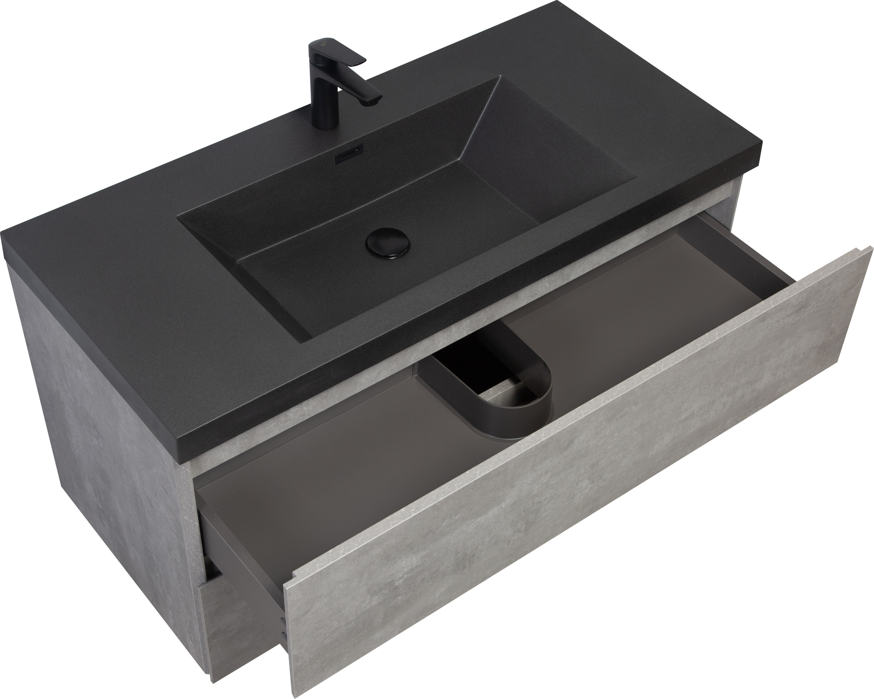 42" Bathroom Vanity Countertop Only, Single-hole Cabinet Top Matte Black, 24V12PB42