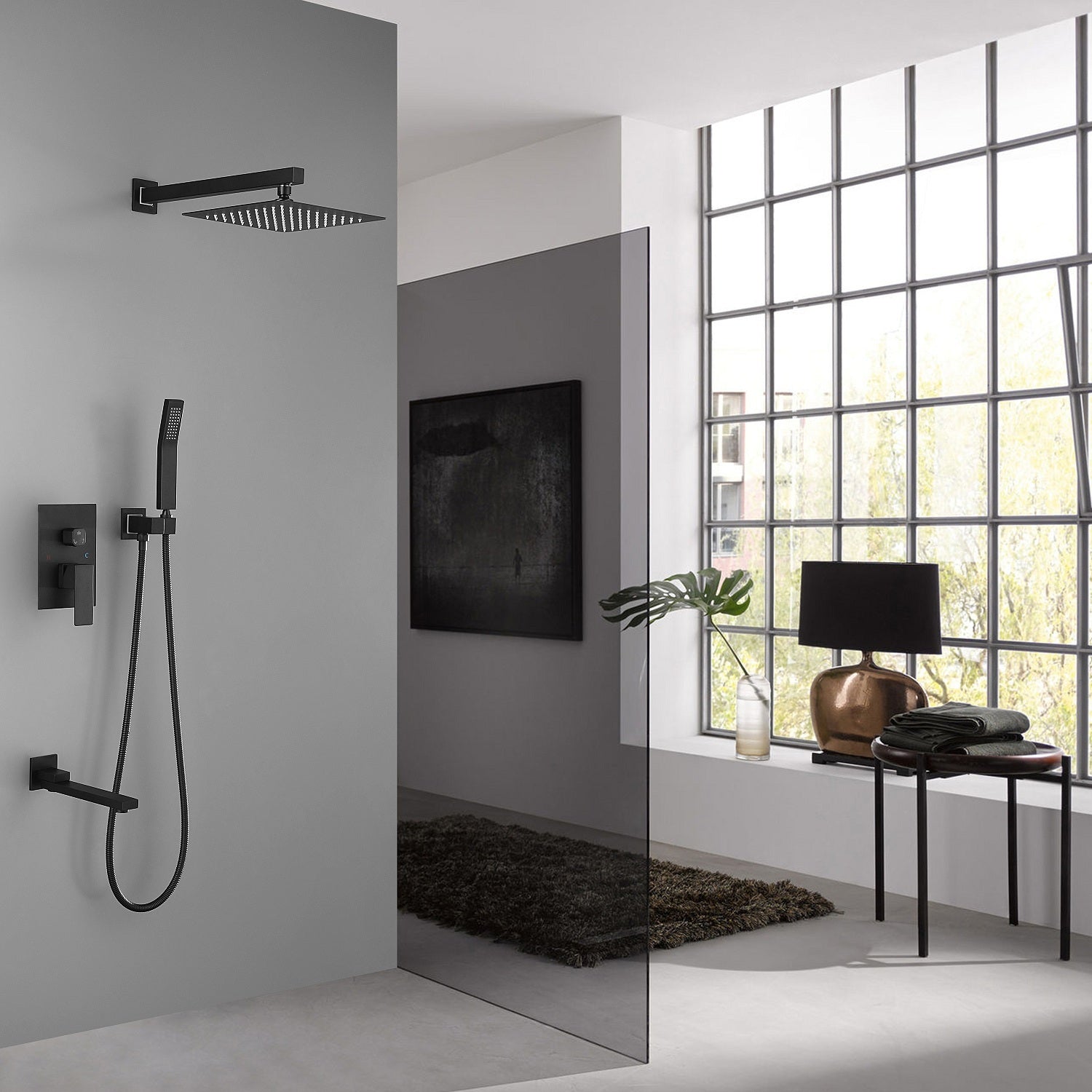 Shower System 10 Inch Square Bathroom Luxury Rain Mixer Shower Combo Set