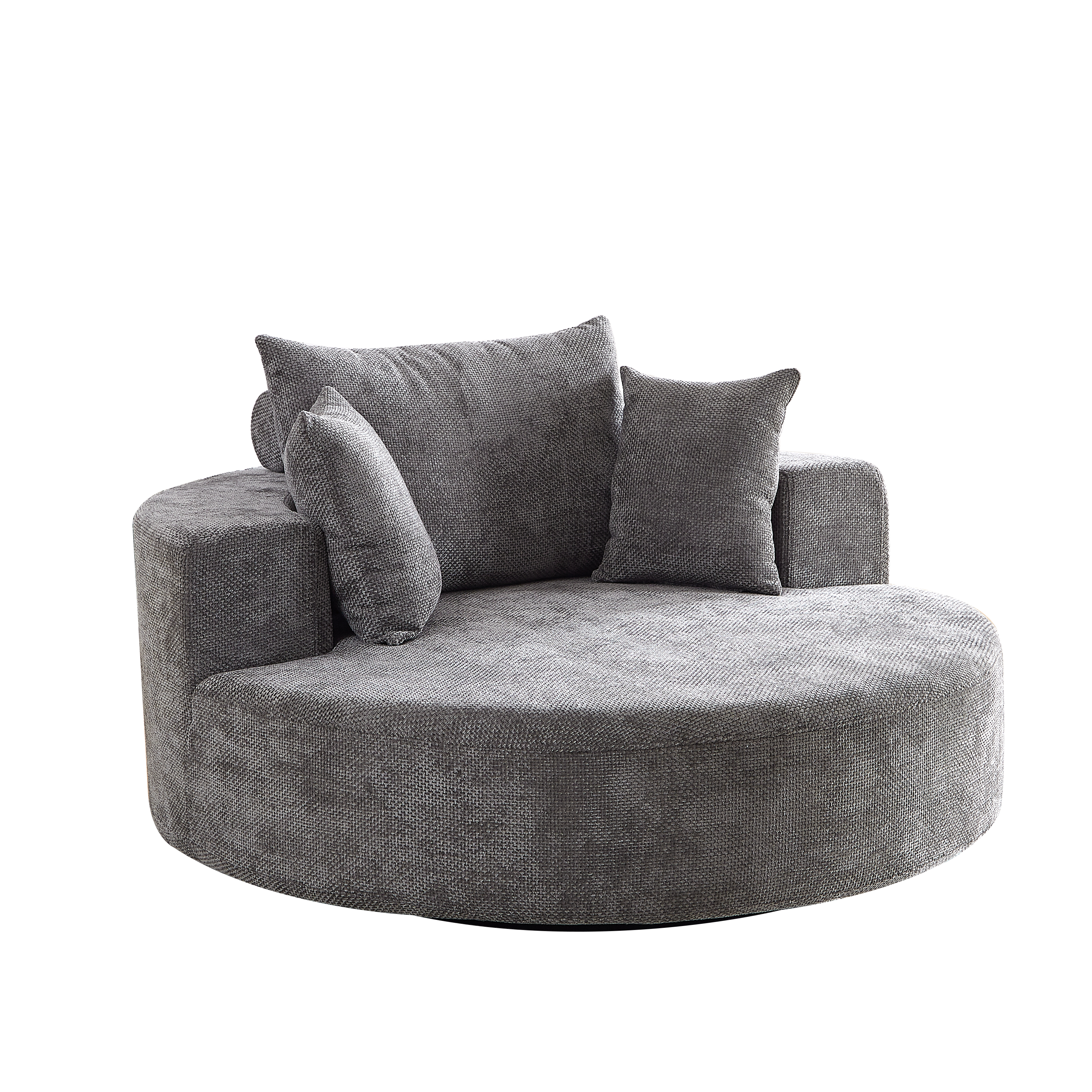 55''L Chenille Foam Single Swivel Chair, Fluffy Modern Sleeper, 360 Degree Swivel Chair for Living Room, Bedroom, Lounge and Projection Room