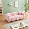 Stylish Addition: Pink Teddy Fleece Sofa - 80 Inch, Perfect for Living Room or Bedroom, Complete with Two Throw Pillows and Sturdy Hardware Foot Support