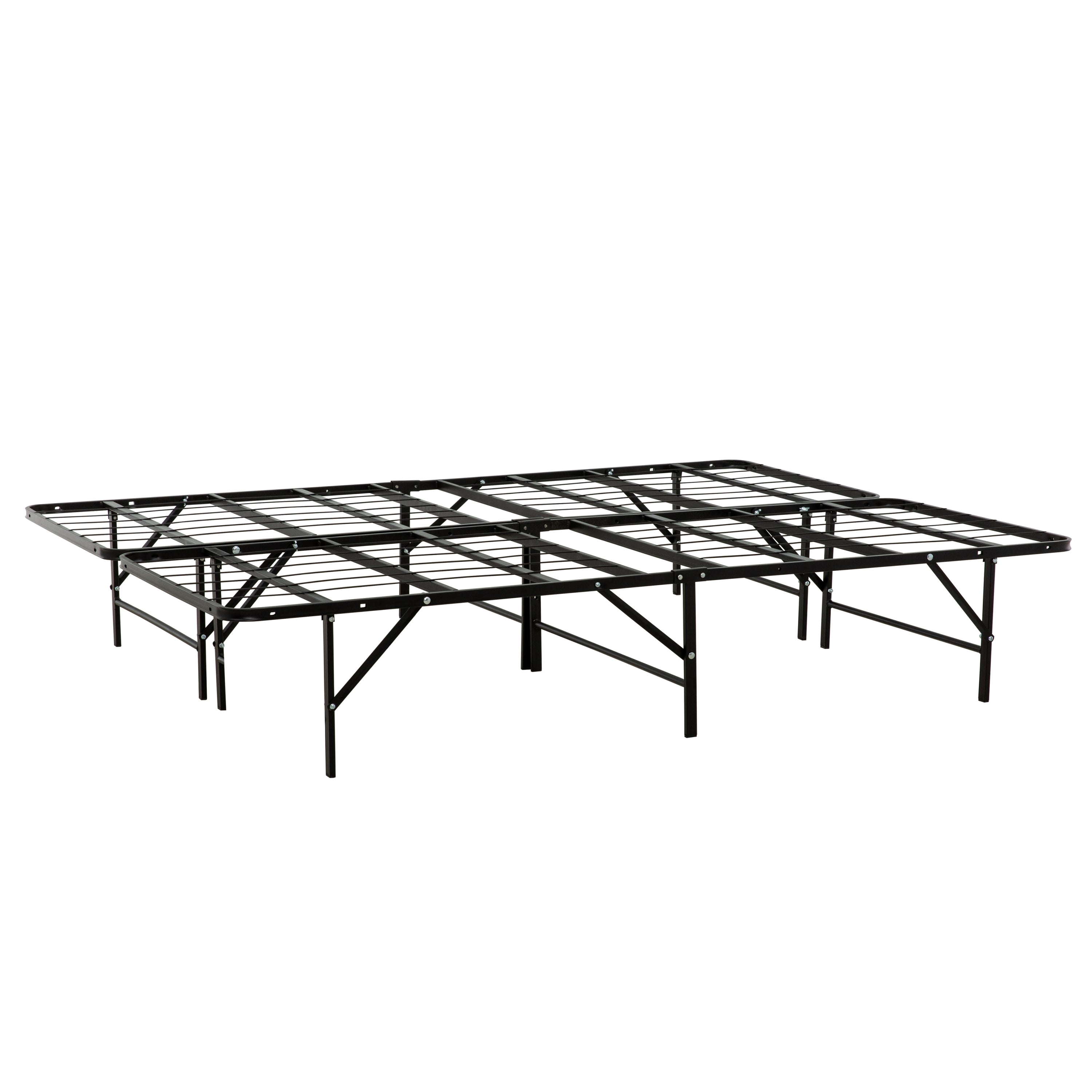 Metal Mattress Foundation Bed Frame, Queen Size Bed Base, Bedroom Furniture, Black