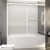 56"-60"W x 58" H  Semi-Frameless Double Sliding Tub Door, Bypass Bathtub Shower, 1/4" (6mm) Thick SGCC Tempered Glass Door,  Chrome