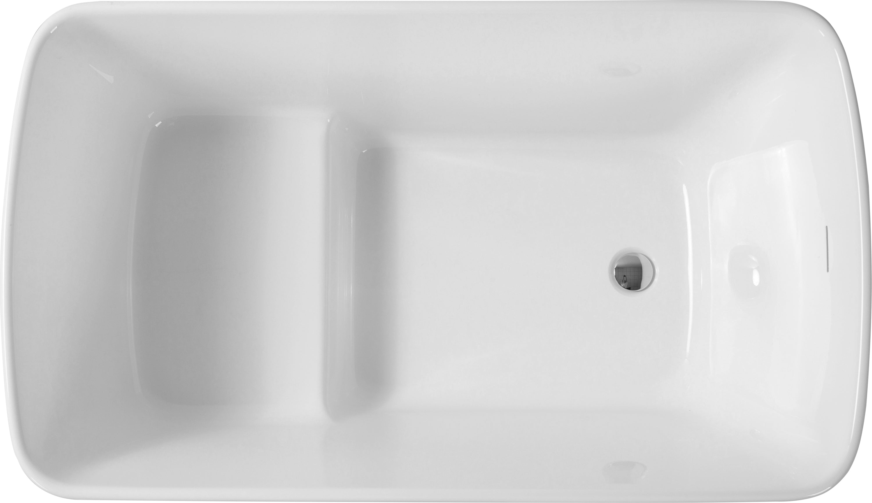 49" Sleek White Acrylic Freestanding Soaking Bathtub, Sit-In Design, with Chrome Overflow and Drain, cUPC Certified, 23AMAZING-49