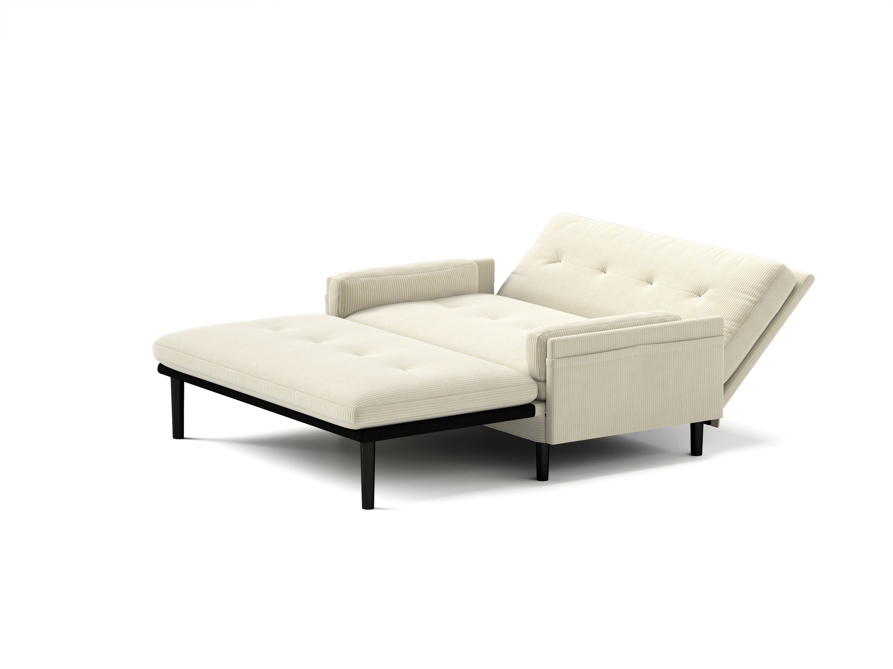 Ivory Corduroy Loveseat, Convertible Lounge Chair and Bed