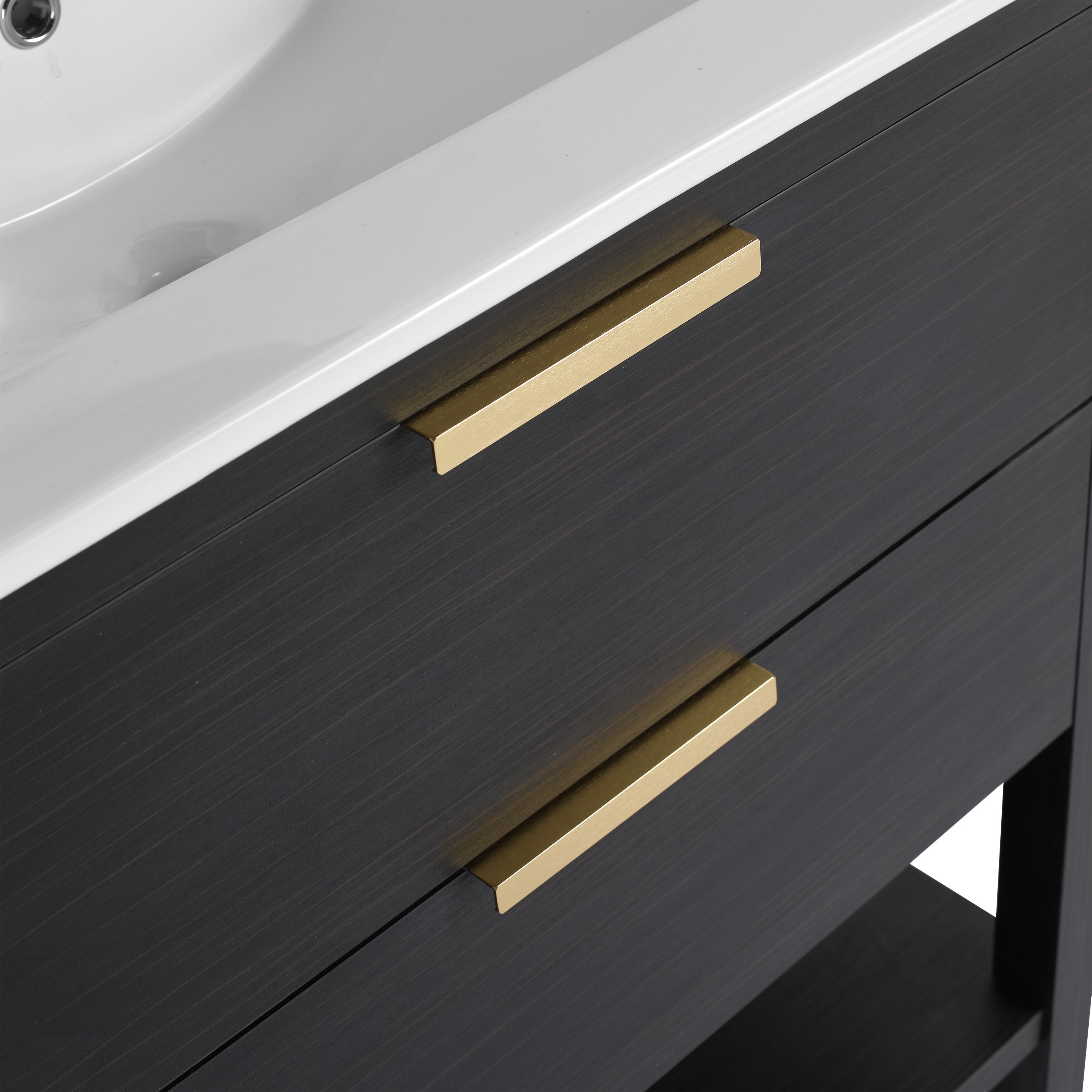 30 inch Bathroom Vanity With Sink and 2 Soft Close Drawers, Golden Handle-BVB01030BCTG-BL9075B