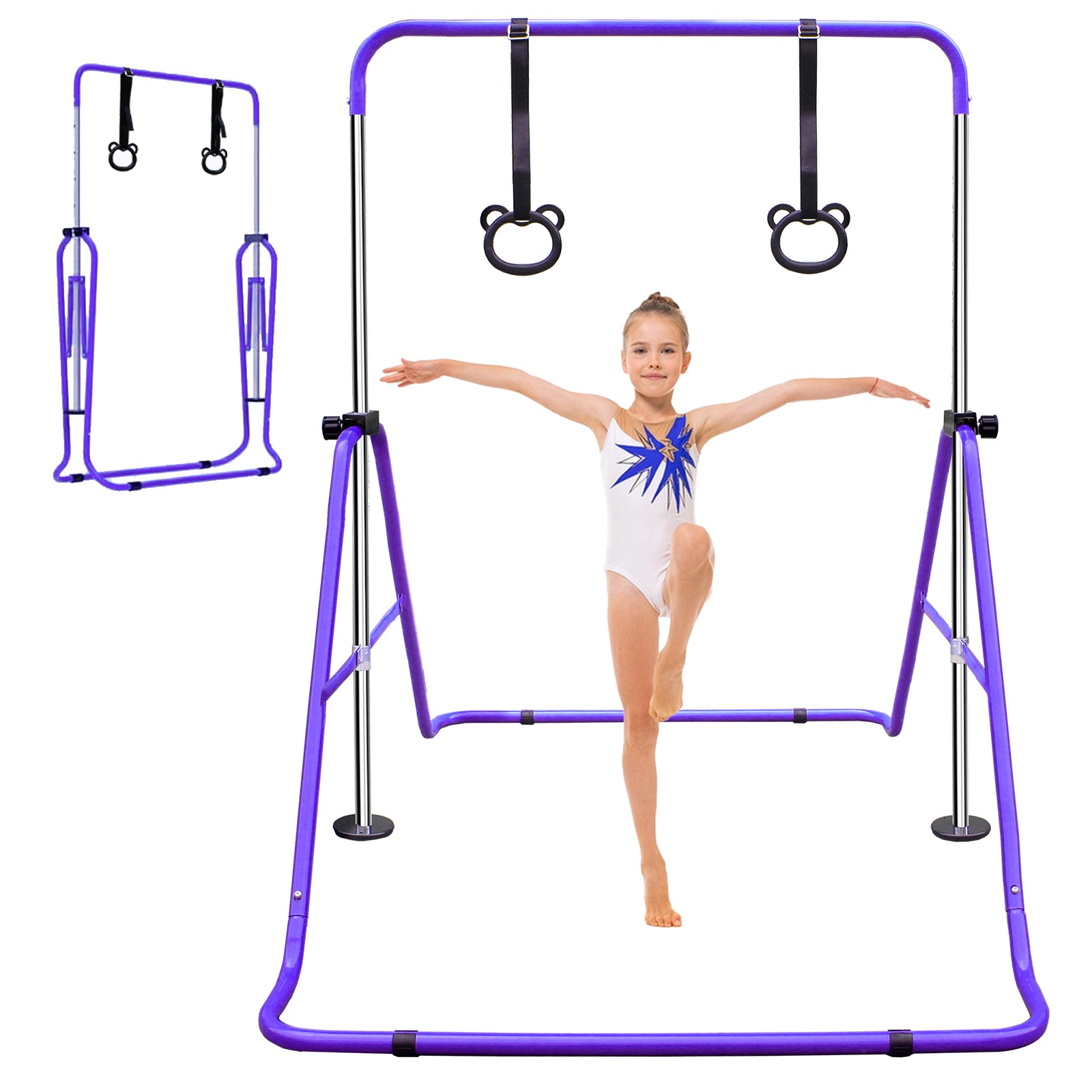 Multi-Functional Adjustable Height Children's Horizontal Gymnastic Bar With Bear Rings