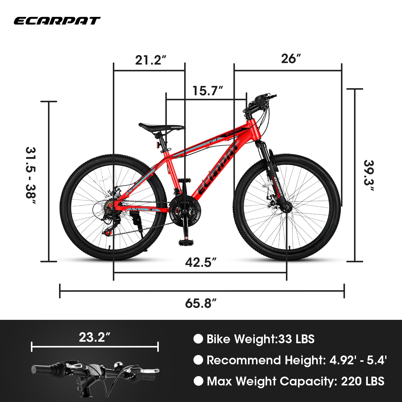 A24299 24 inch Mountain Bike Bicycle for Adults Aluminium Frame Bike Shimano 21-Speed with Disc Brake