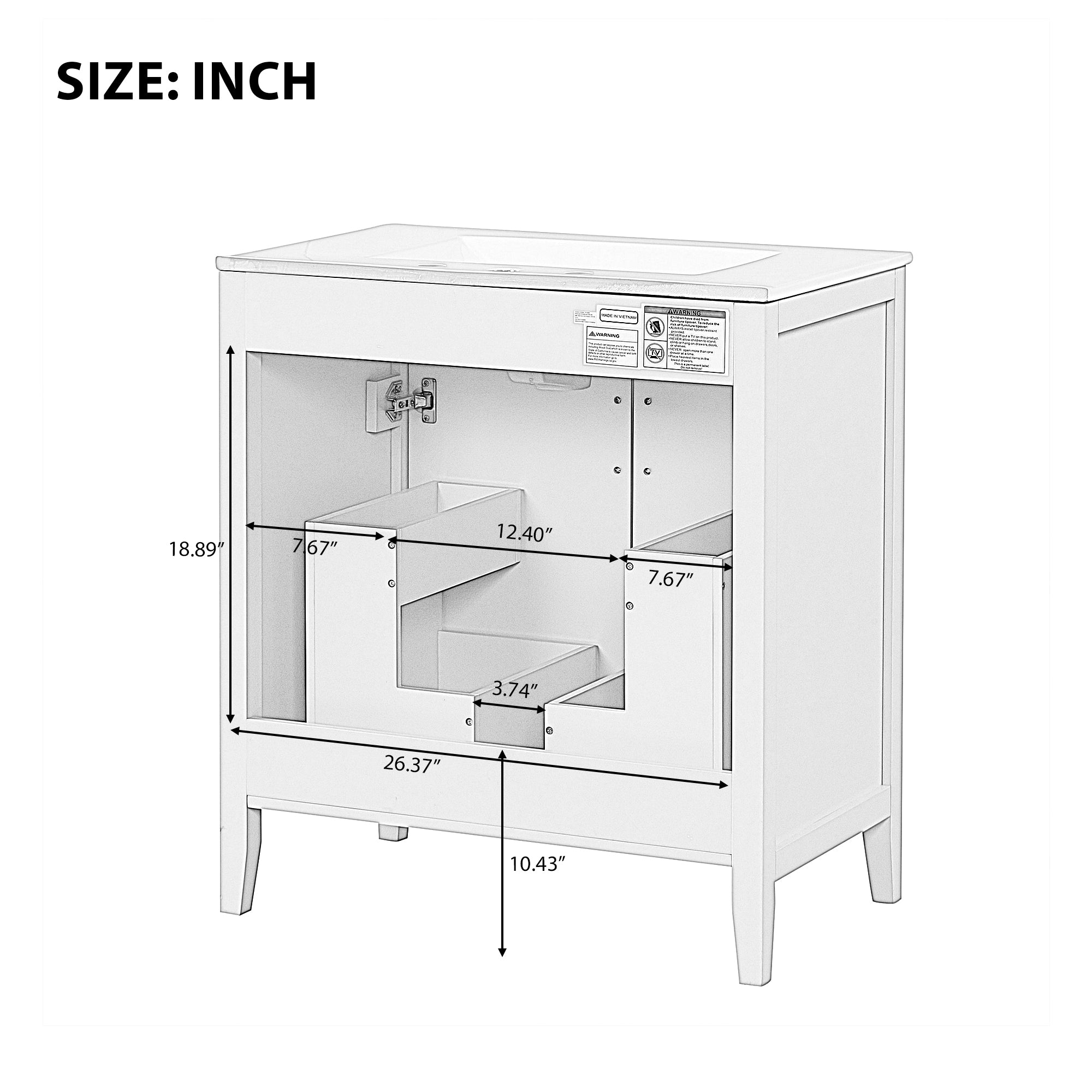 30" Bathroom Vanity with Sink, Multi-functional Bathroom Cabinet with Doors and Drawers, Solid Frame and MDF Board, Green