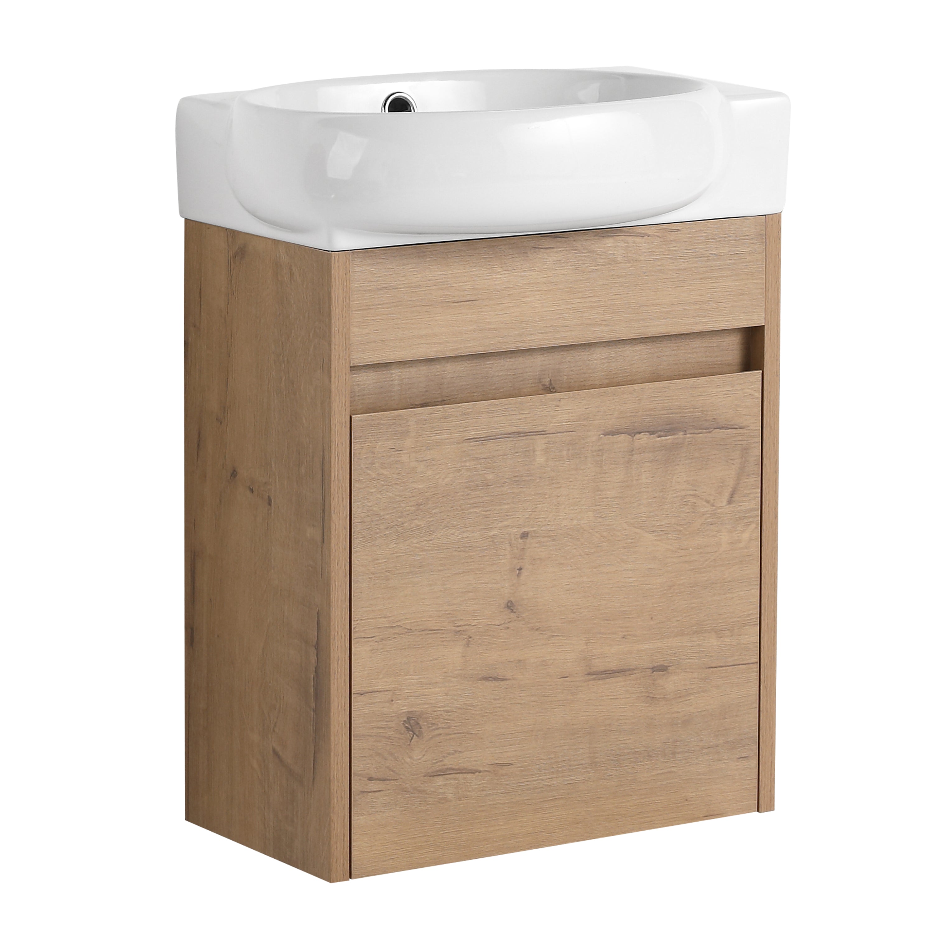 Soft Close Doors Bathroom Vanity With Sink,16 Inch  For Small Bathroom