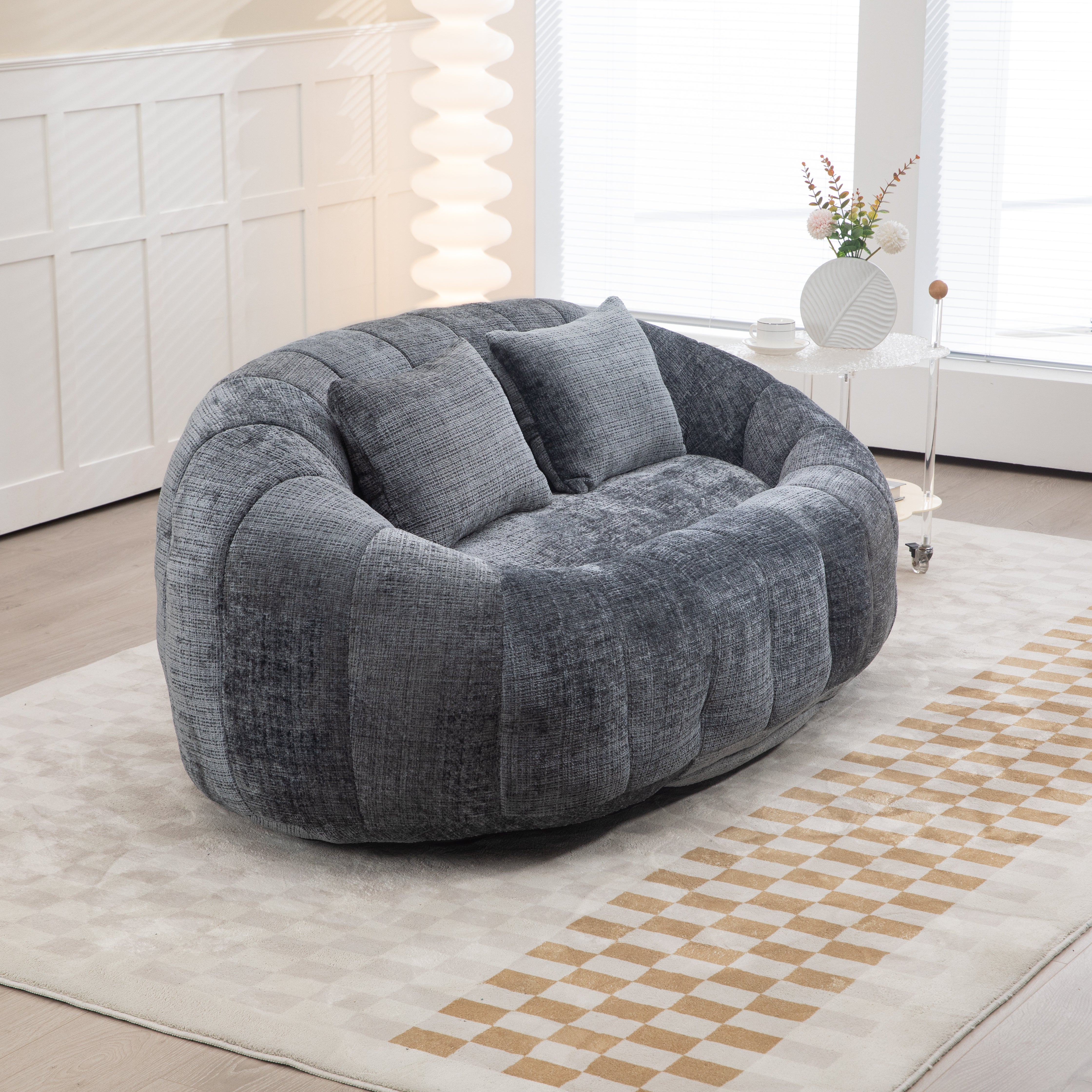 COOLMORE Bean Bag sofa Lazy Sofa Durable Comfort Lounger High Back Bean Bag Chair Couch for Adults and Kids, Indoor & Outdoor, Accent Floor Soft Lounge Chair  (Gray chenille)