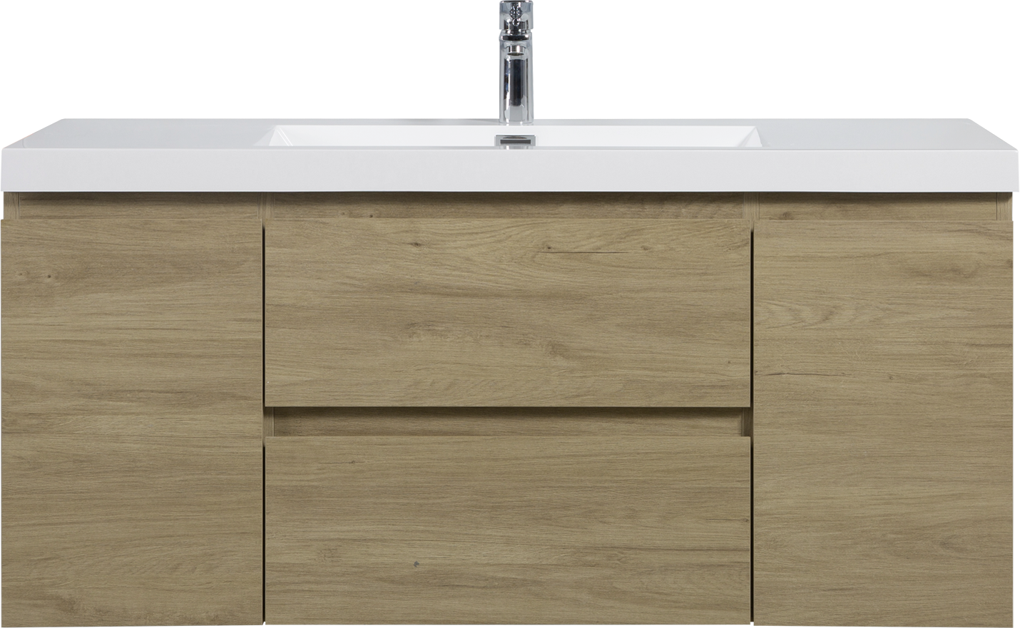 48" Floating Bathroom Vanity with Sink, Modern Wall-Mounted Bathroom Storage Vanity Cabinet with Resin Top Basin and Soft Close Drawers, Natural Oak 24V11-48NO