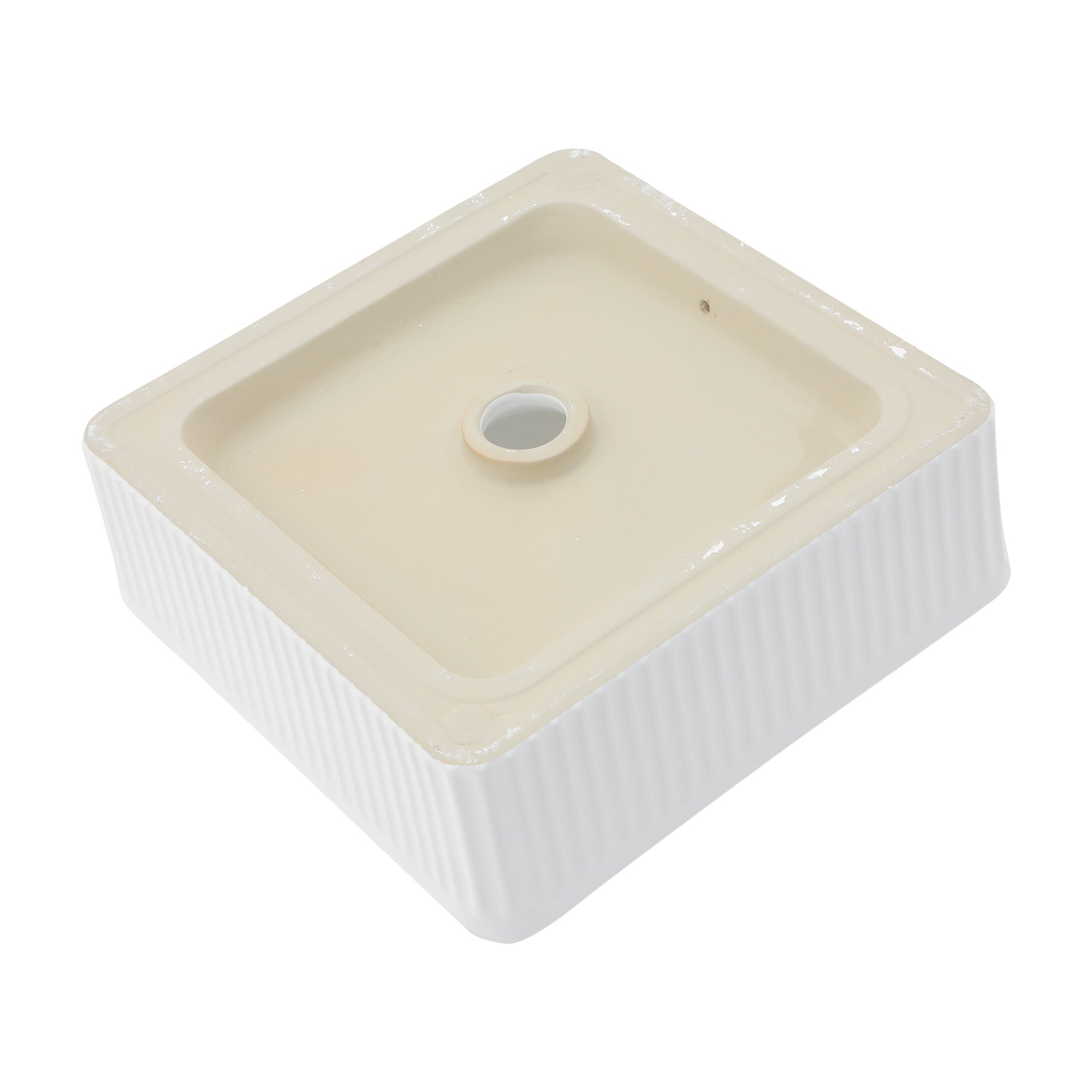 15.69"x15.69" White Ceramic Square Vessel Bathroom Sink