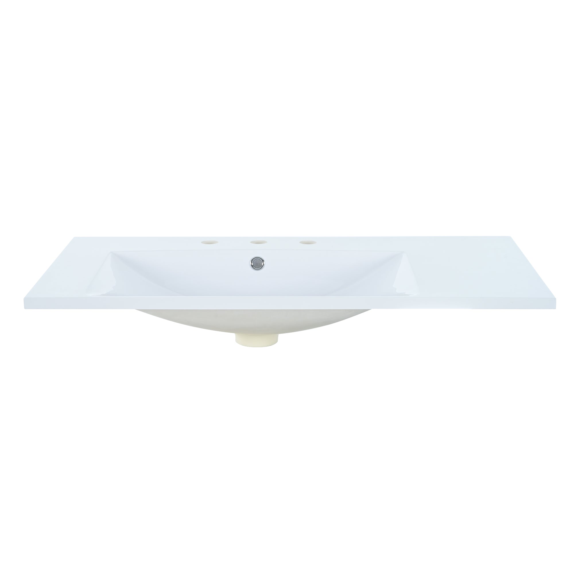 36" Single Bathroom Basin Sink, Left Offset Sink Vanity Top Only, 3-Faucet Holes, Resin