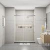 Frameless Sliding Glass Shower Doors 60"W x 76"H with 3/8"(10mm) Clear Tempered Glass, Brushed Nickel