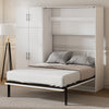 Full Size Murphy Bed with Lockers and Wardrobes, White