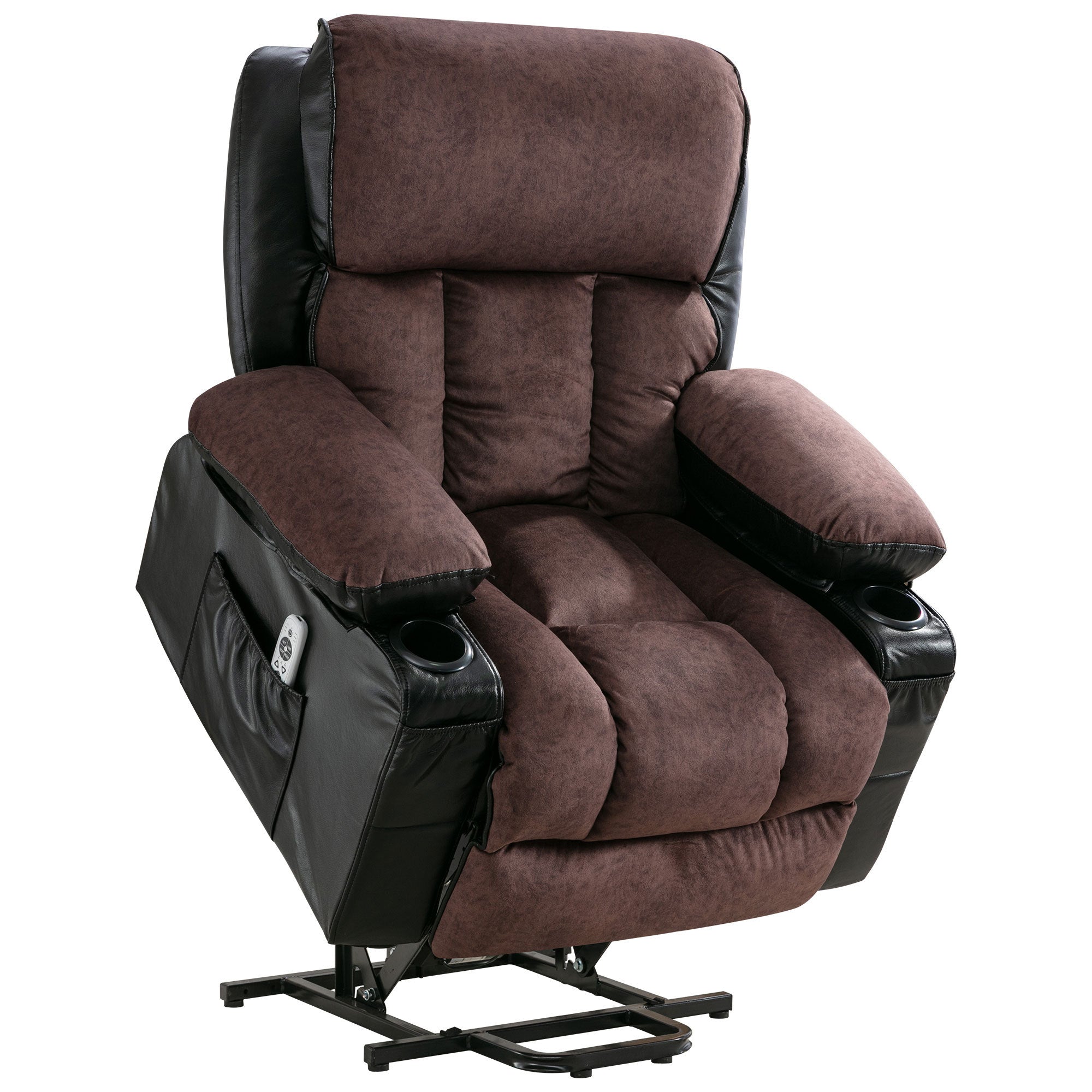 Power Electric massage lift lounge chair, suitable for the elderly, with heating and vibration functions,Fleece leather with USB, can be used for lying down. BLACK BROWN A+B box