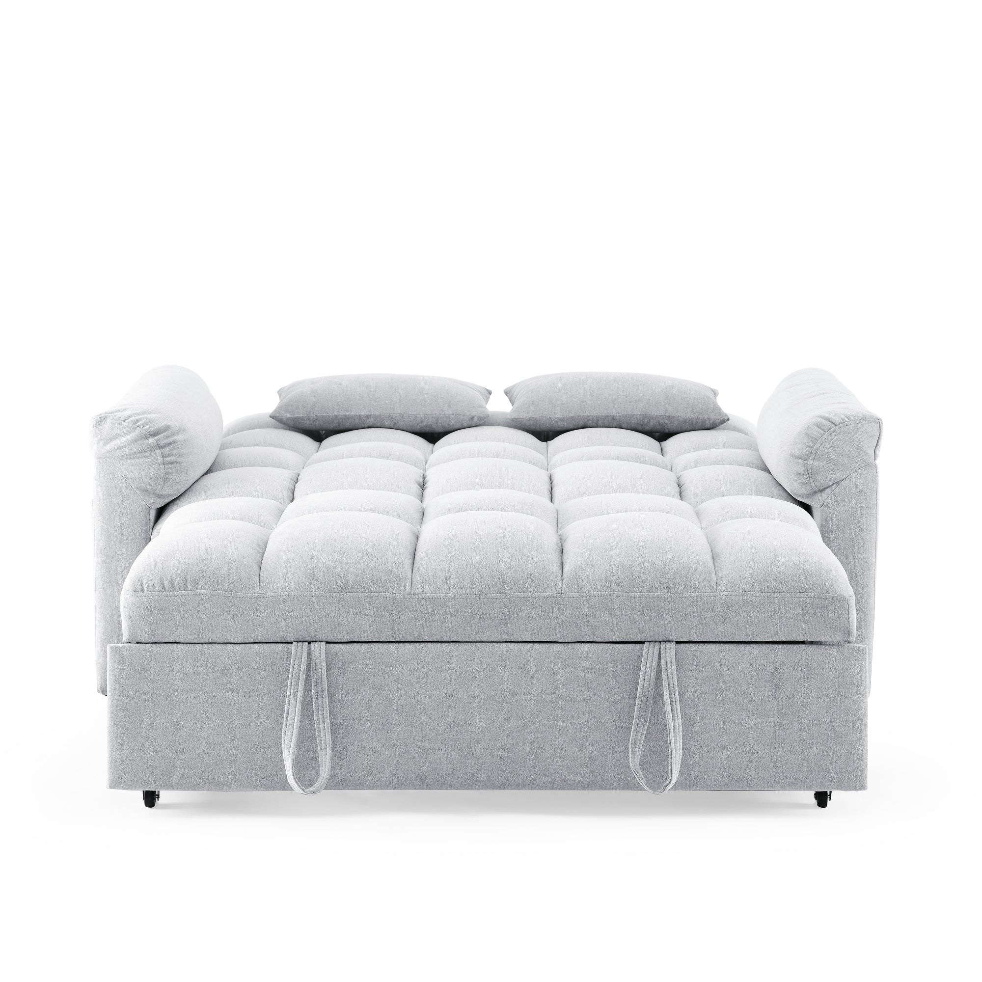 Loveseats Sofa Bed with Pull-out Bed,Adjsutable Back,Light Grey