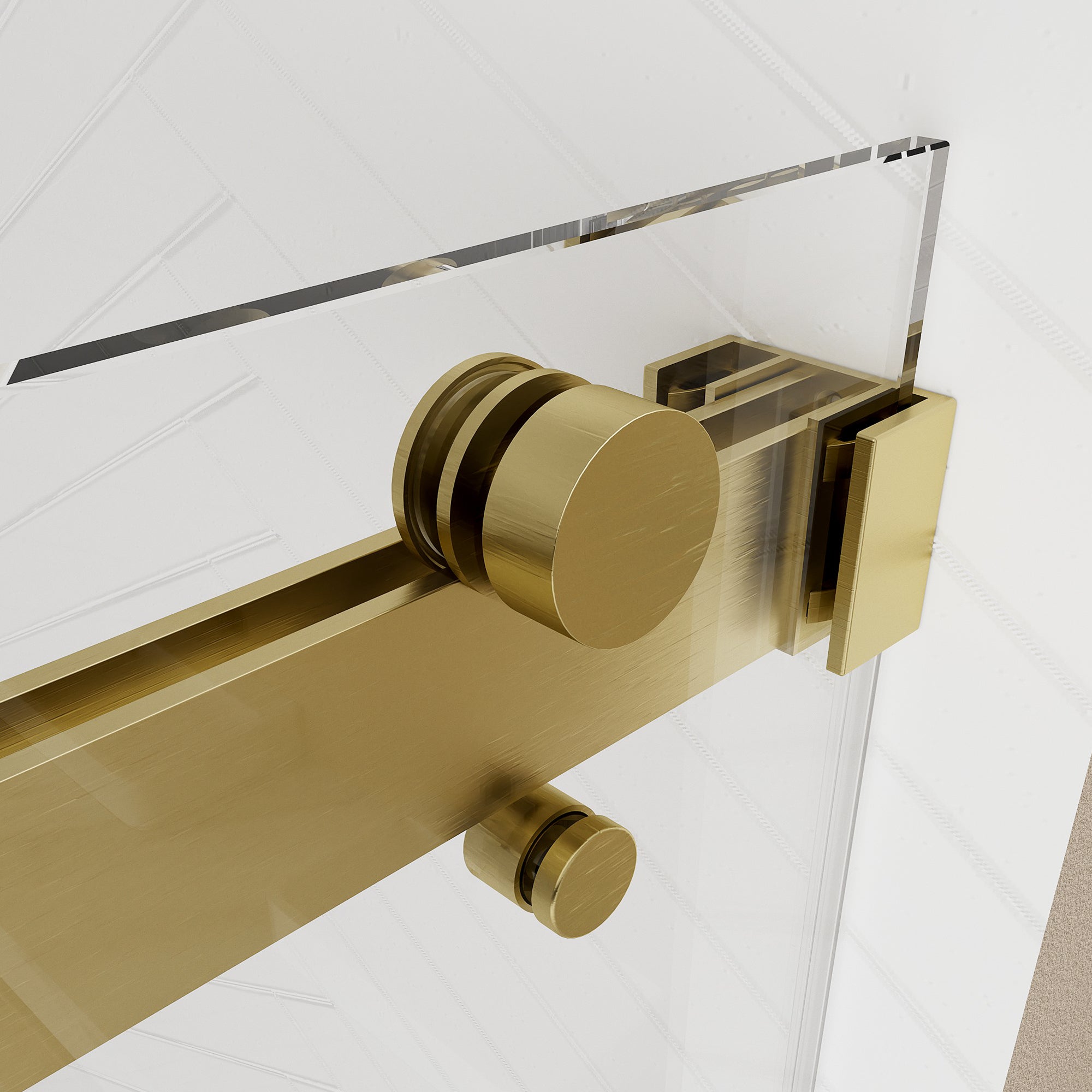 56-60"W × 76"H Double Sliding Frameless Shower Door With 3/8 inches (10mm) Clear Tempered Glass, Brushed Gold Finish