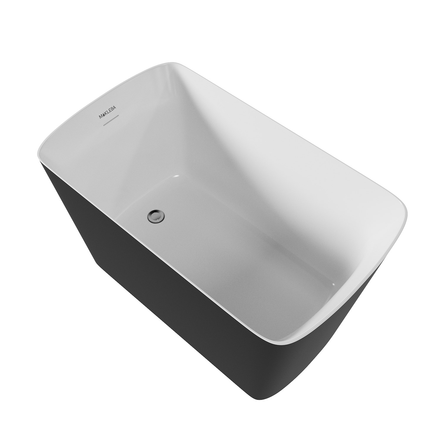 47" Contemporary Soaking Tub, Matte Black bathtub 100% Acrylic Freestanding