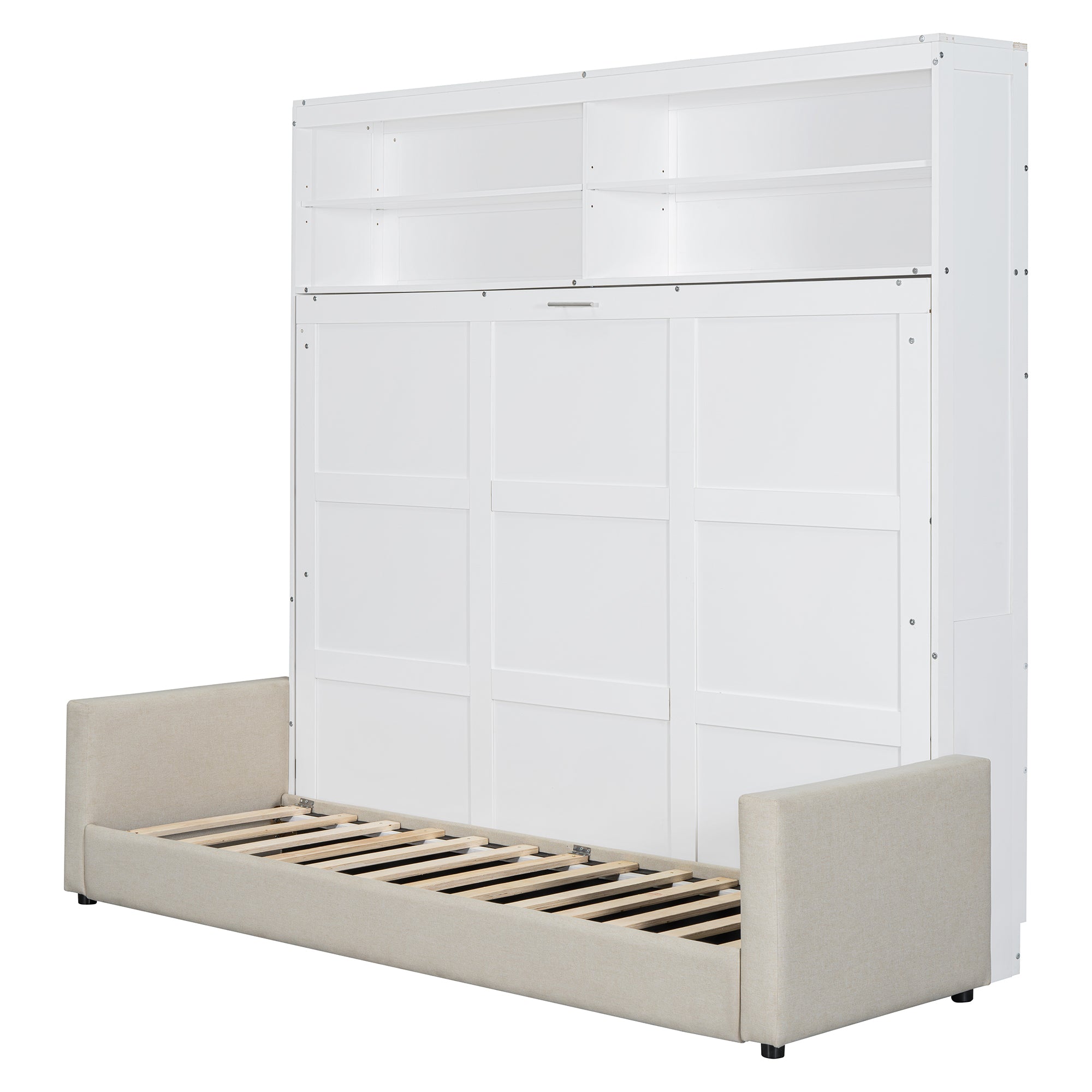 Queen Size Murphy Bed Wall Bed with Sofa,White