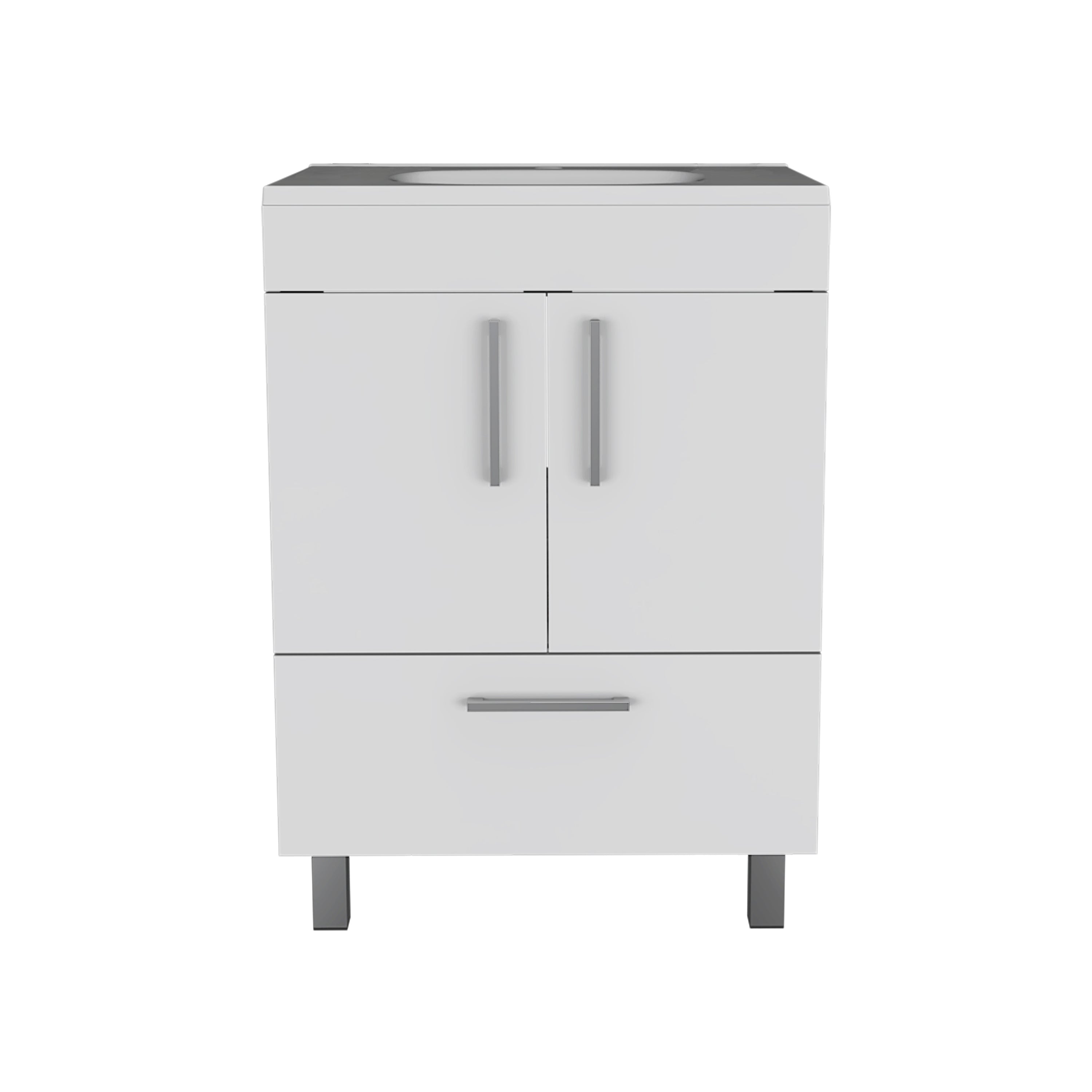 White 2-Door Rectangle Single Bathroom Vanity