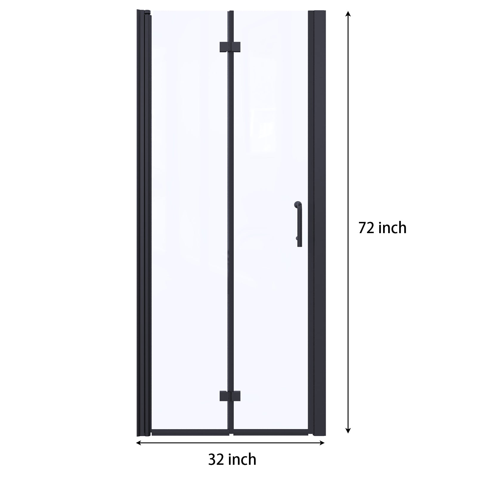 32-33"W x 72"H Bi-Fold Semi-Frameless Shower Doors in Matte Black with Clear Glass