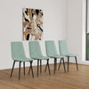 Dining Chairs Set of 4,Modern Kitchen Dining Room Chairs,Upholstered Dining Accent Chairs in linen Cushion Seat and Sturdy Black Metal Legs(Light Green)