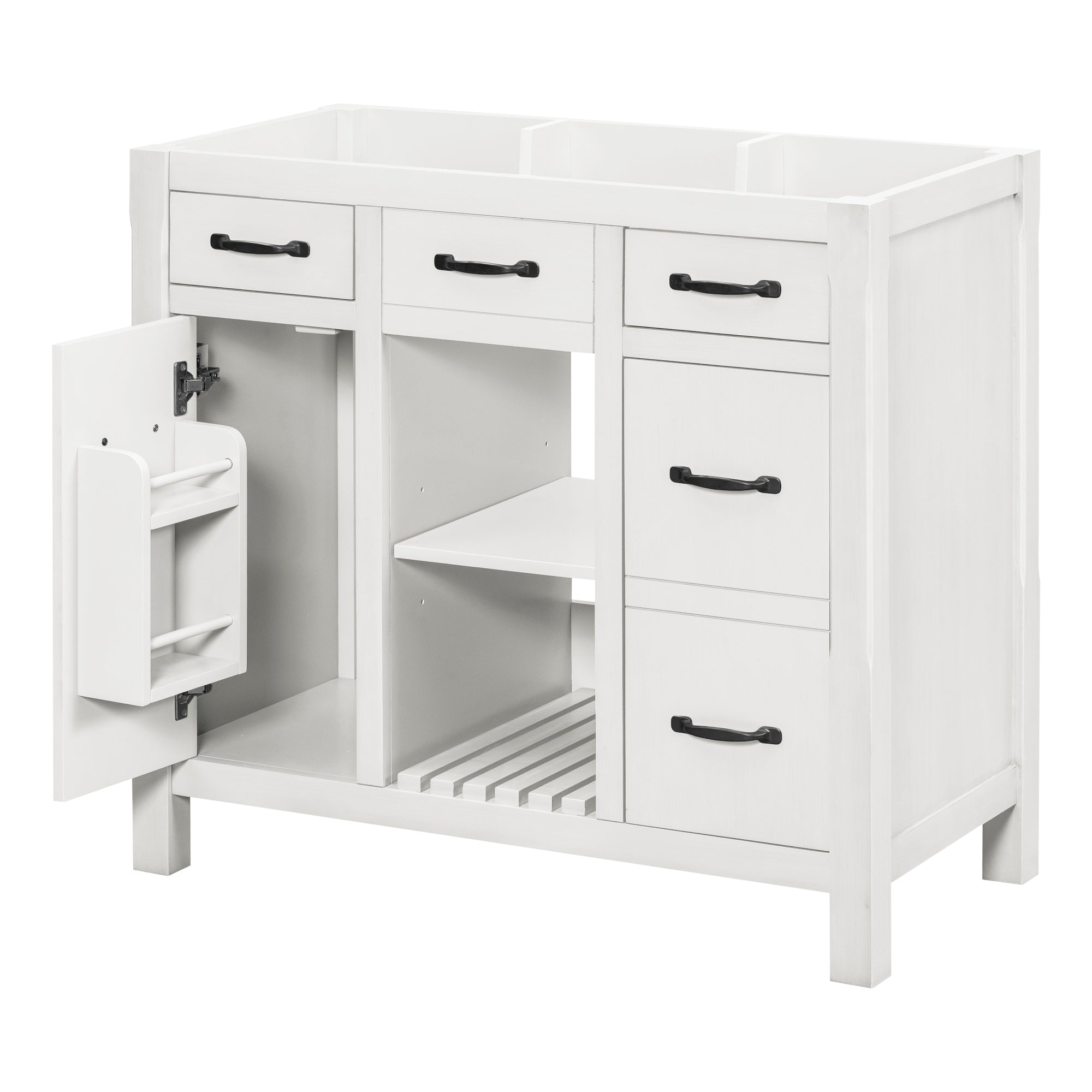 36''Bathroom Vanity without Sink,Modern Bathroom Storage Cabinet with 2 Drawers and 2 Cabinets,Solid Wood Frame Bathroom Cabinet (NOT INCLUDE BASIN)