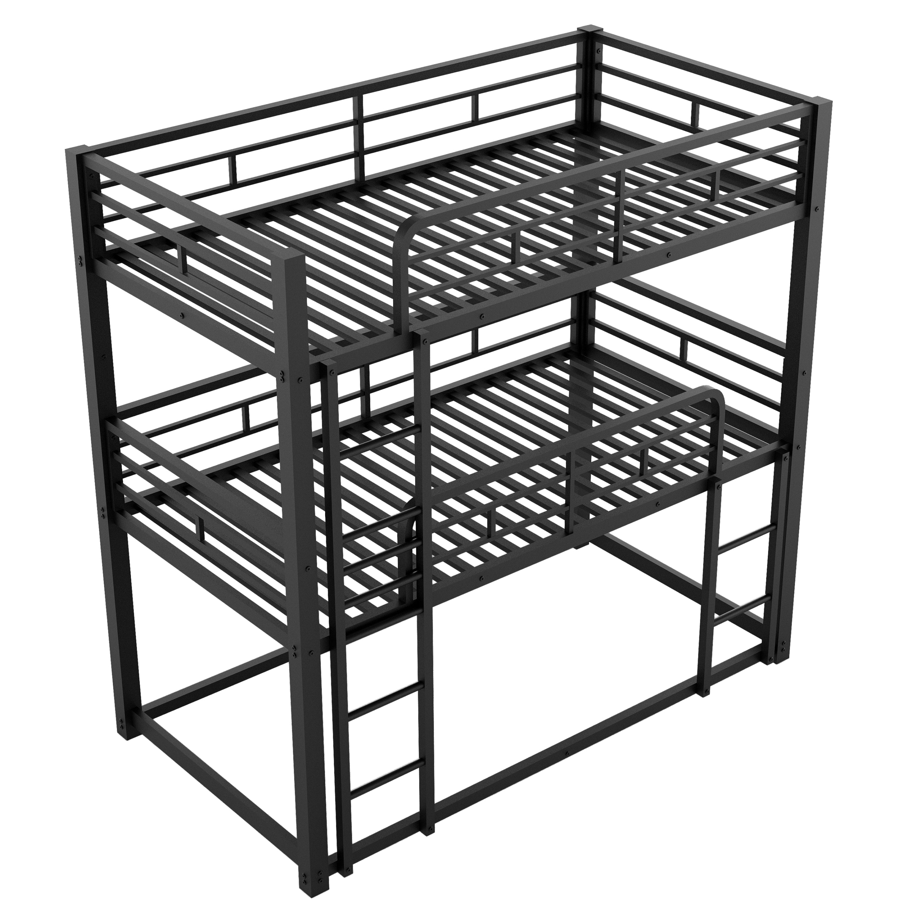 Metal Twin Size Triple Bunk Bed, Black(Old SKU: SM000230AAB-1)