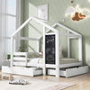 Full House Bed with Blackboard and Drawers, Two assembly options, White