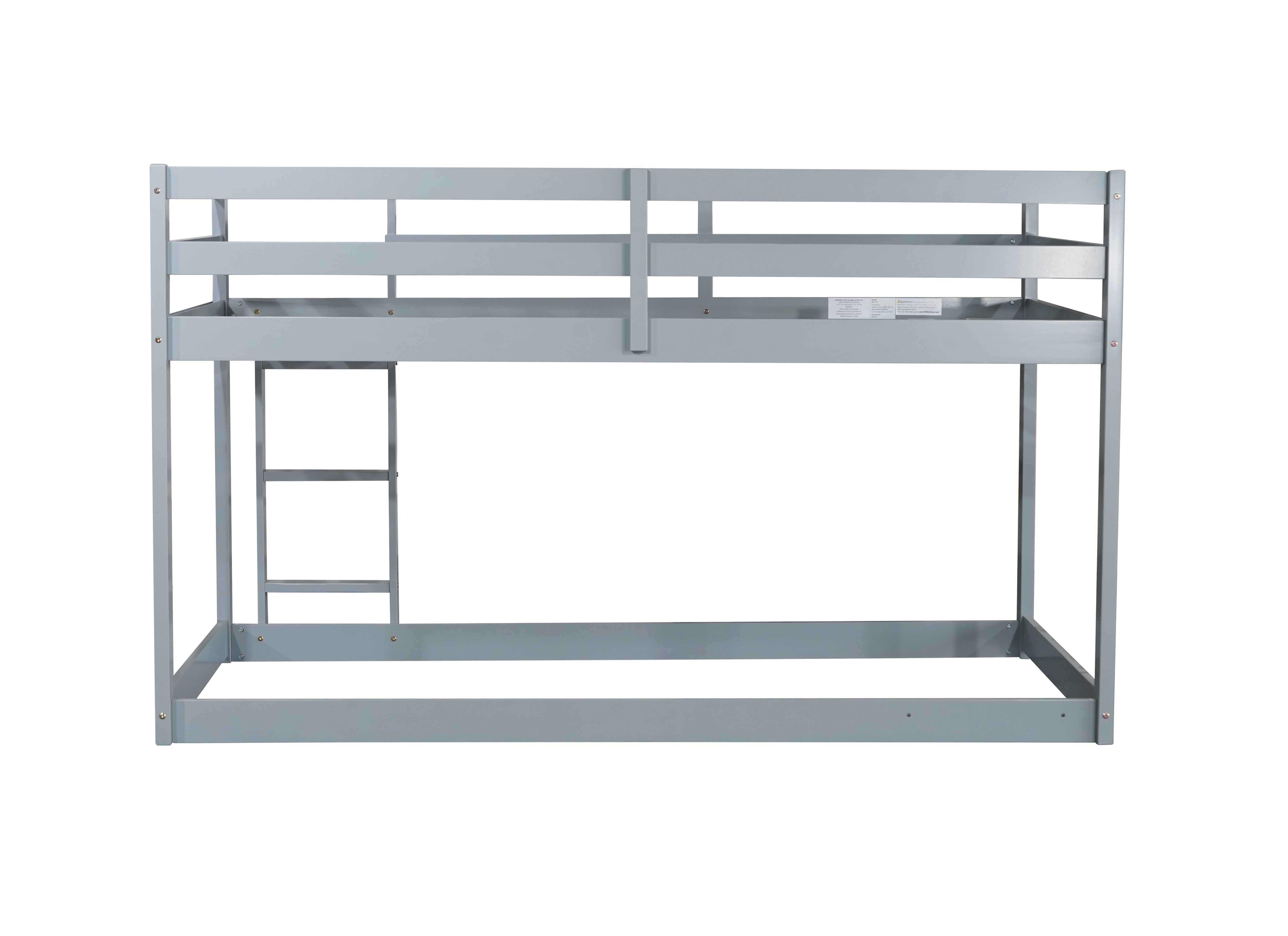 Twin over twin solid wood bunk bed, grey, room setting