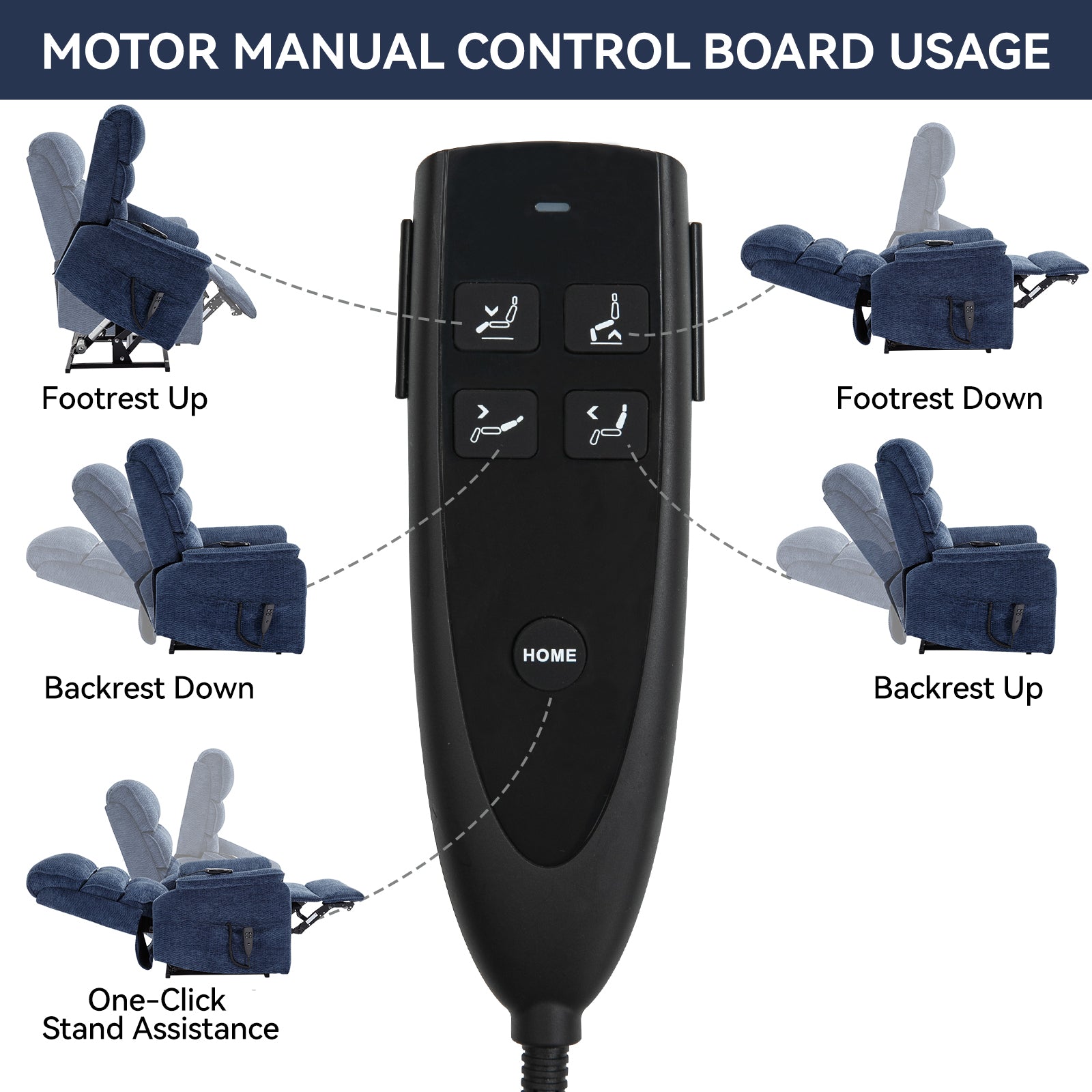 Blue Chenille Dual Motor Infinite Position Up to 350 LBS Power Lift Recliner Chair with Power-Remote, Heat Massage and Heavy Duty Motion Mechanism