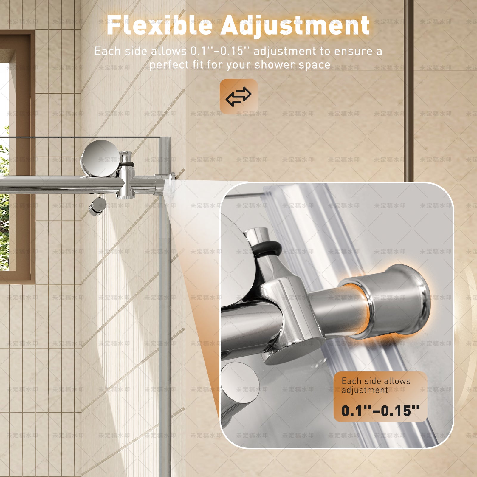 60 x 78 in Chrome Double Bypass Sliding Shower Door - 60 x 78 in / Chrome view 5
