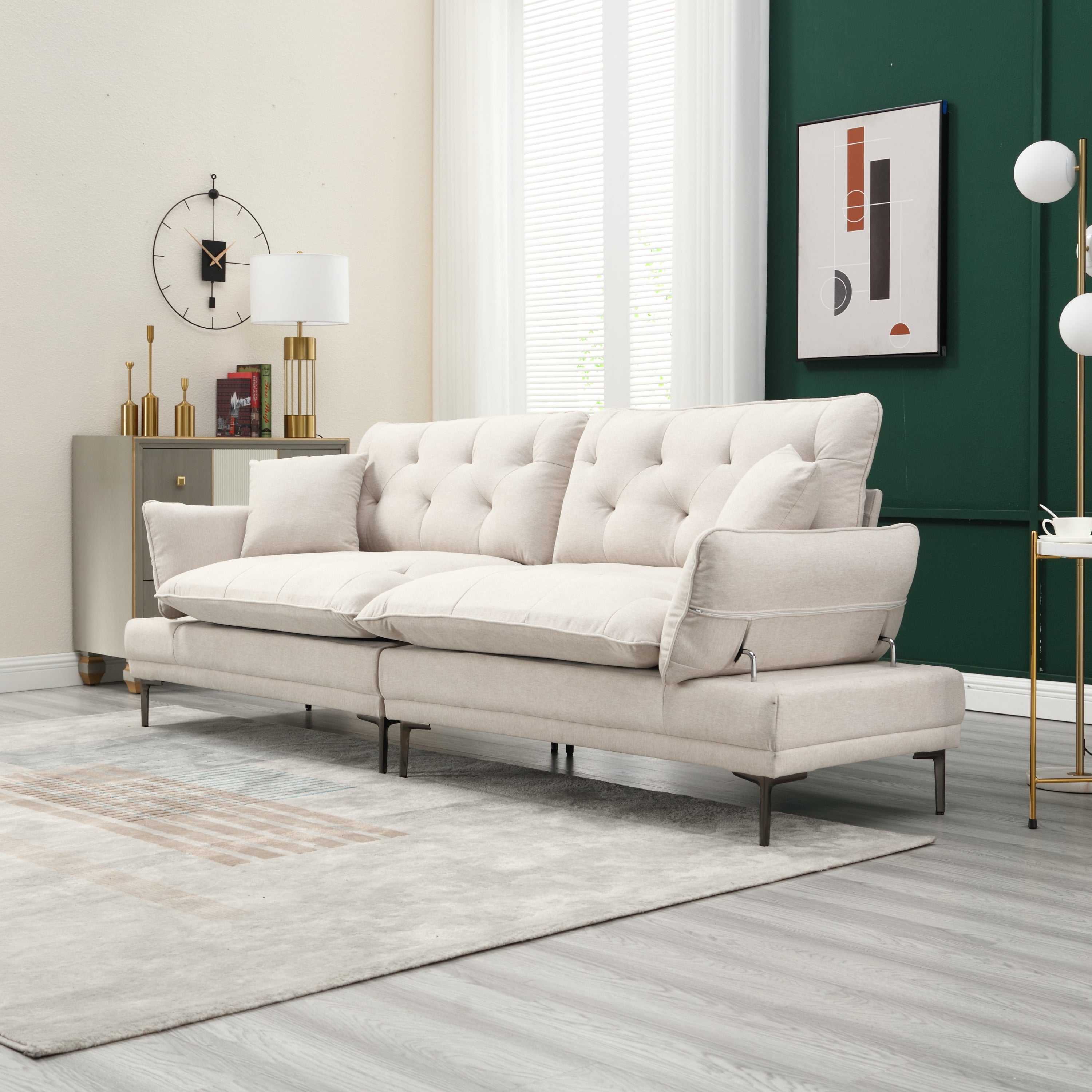 UNITED Linen Sofa , Accent sofa loveseat sofa with metal feet