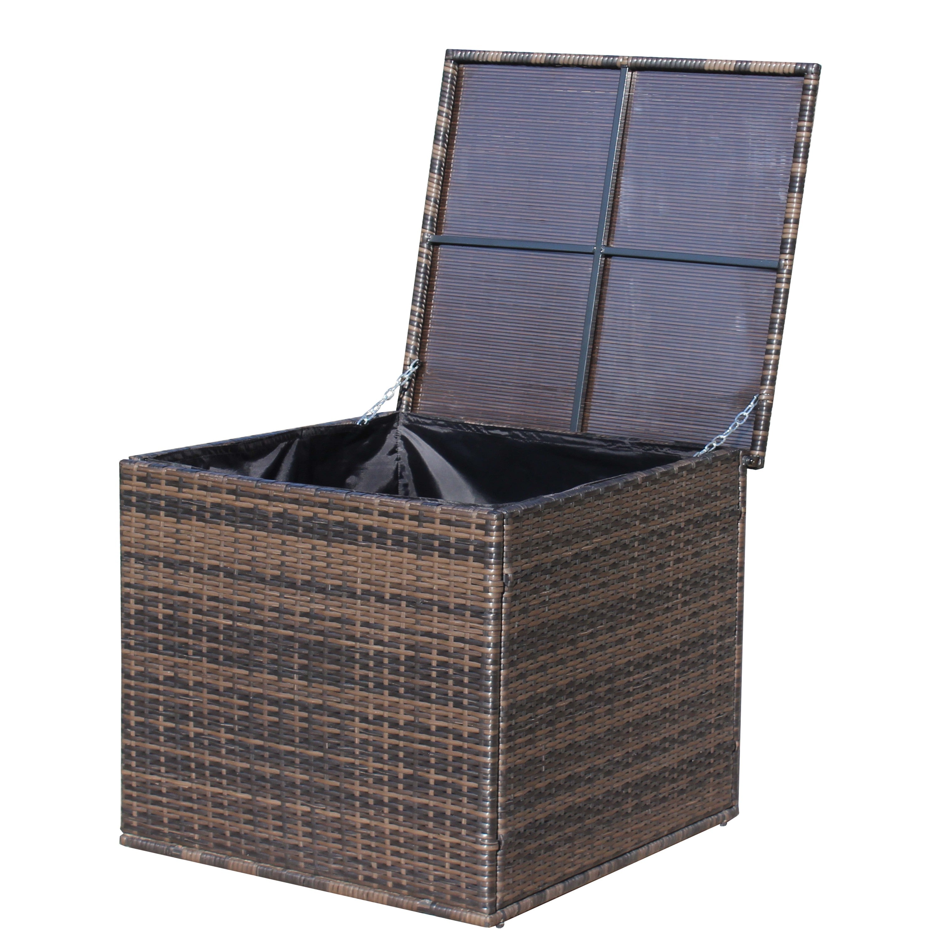 Wicker Patio Furniture Storage Box (Brown )