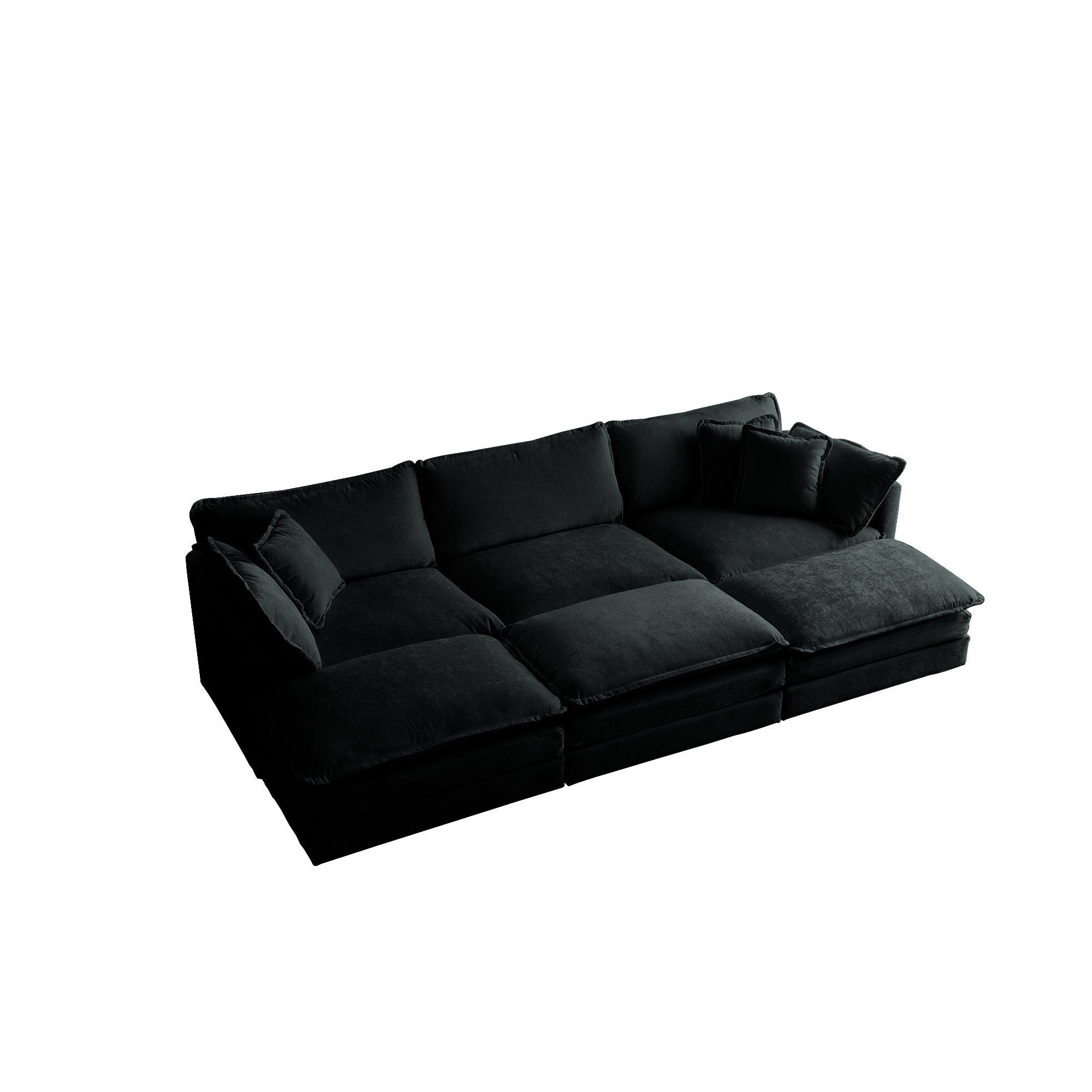 Comfortable Deep Seat Reversible Modular 6 Seater Sectional Super Soft Sofa U Shaped Sectional Couch with 3 Ottomans, 3 Toss Pillows and 2 Arm Pillows