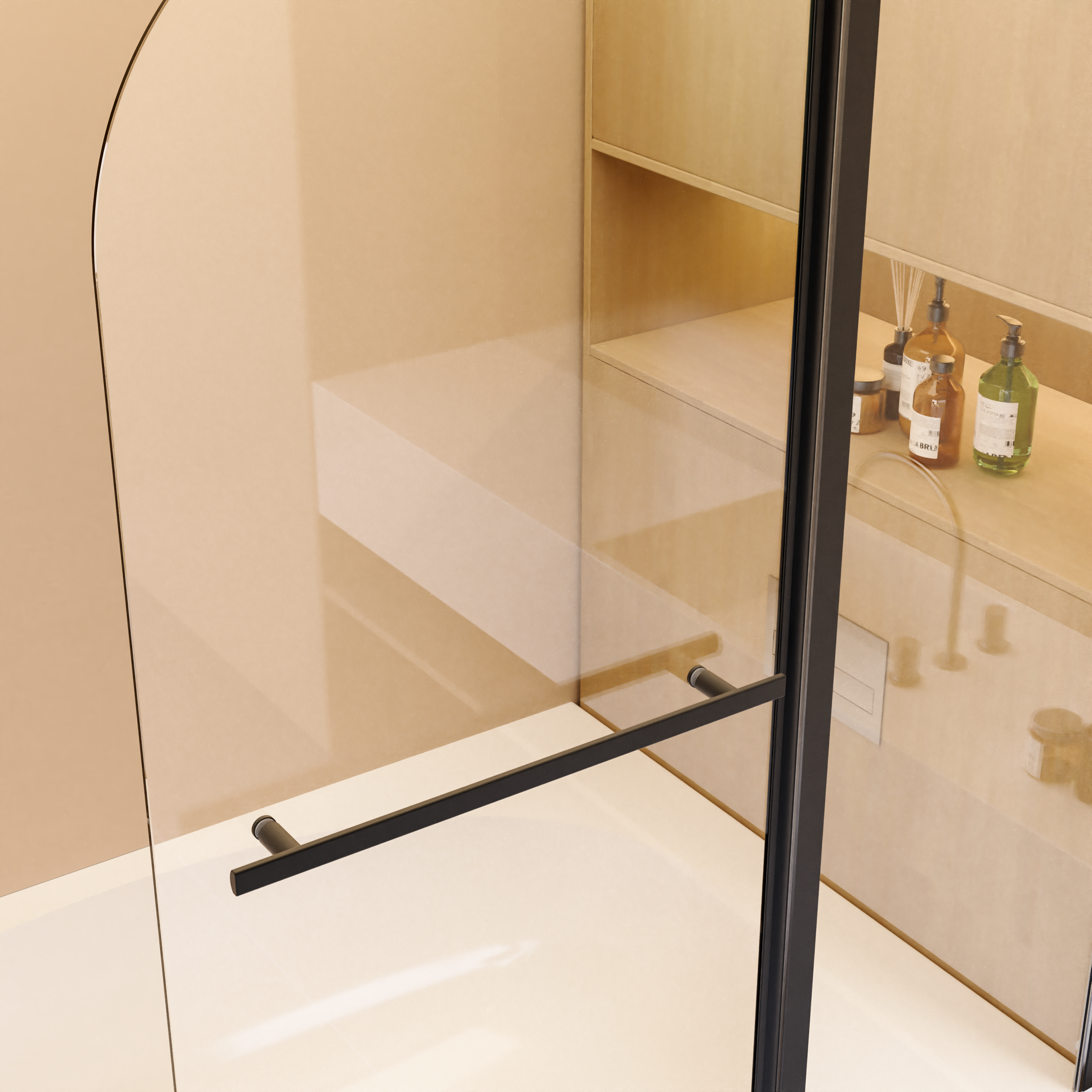 43" W x 58" H Frameless Folding Shower Doors for Bathtub with 1/4" (6mm) Thick SGCC Tempered Glass Door, Bathroom Pivot Tub Glass Door