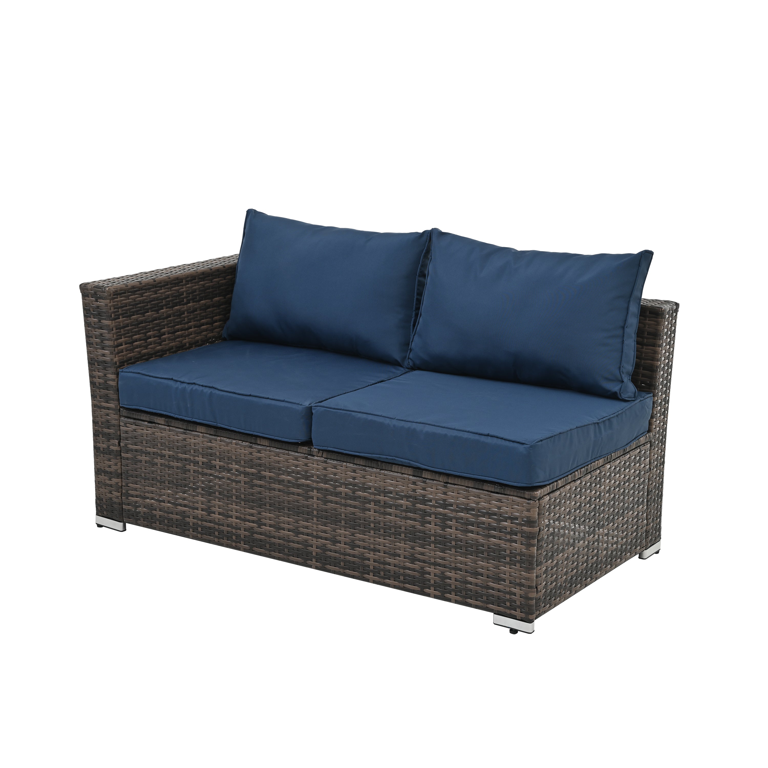 Patio Furniture, Outdoor Furniture, Seasonal PE Wicker Furniture, 4 Set Wicker Furniture With Tempered Glass Coffee Table,