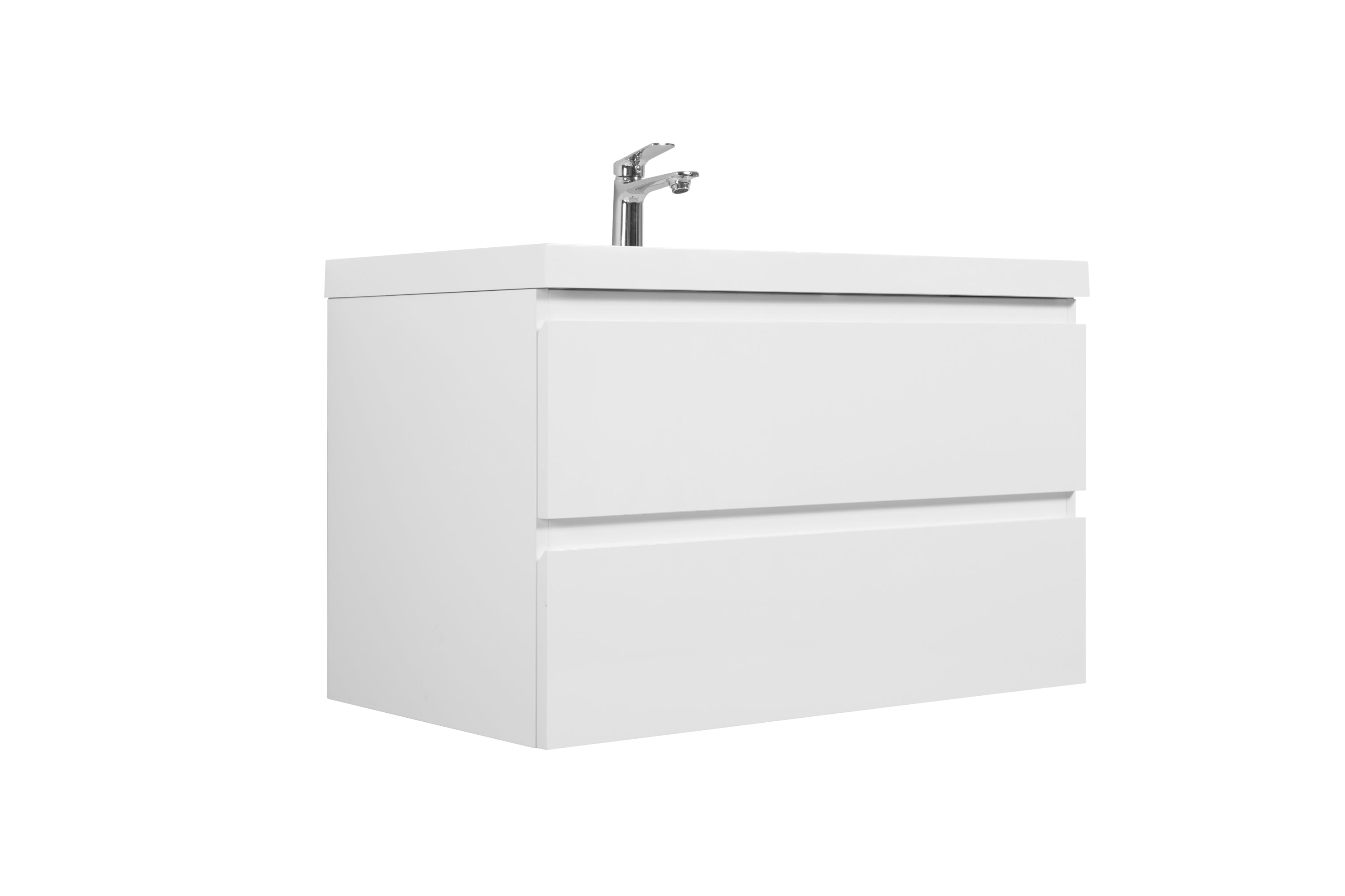 36" Floating Bathroom Vanity with Sink, Modern Wall-Mounted Bathroom Storage Vanity Cabinet with Resin Top Basin and Soft Close Drawers, Glossy White 24V11-36GW