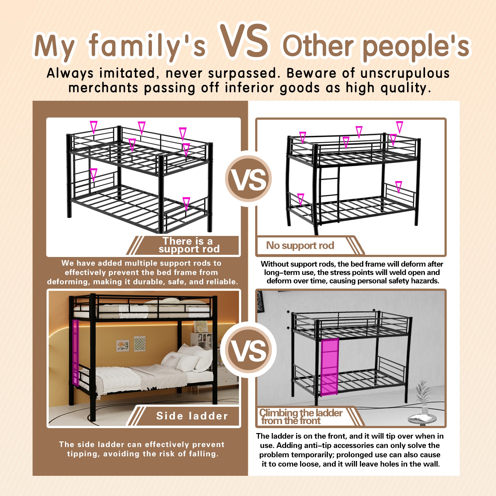 Twin Over Twin Convertible Metal Bunk Bed — supplier product image 9