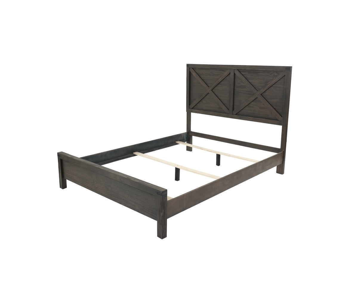 Rustic Contemporary Espresso 1pc Queen Size Bed Wooden X-Design HB Unique Look Bedroom Furniture