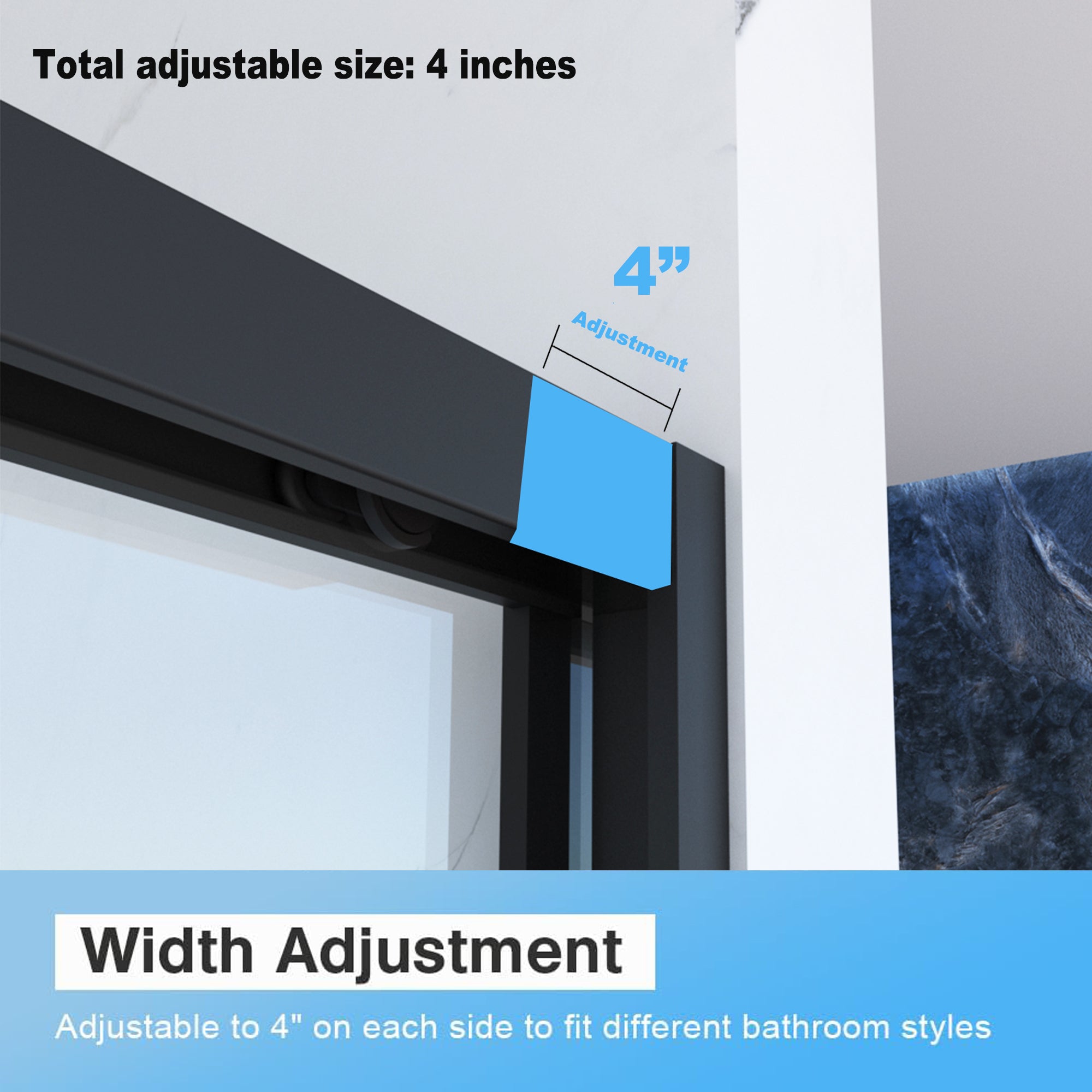 56-60 in sliding shower door glass detail