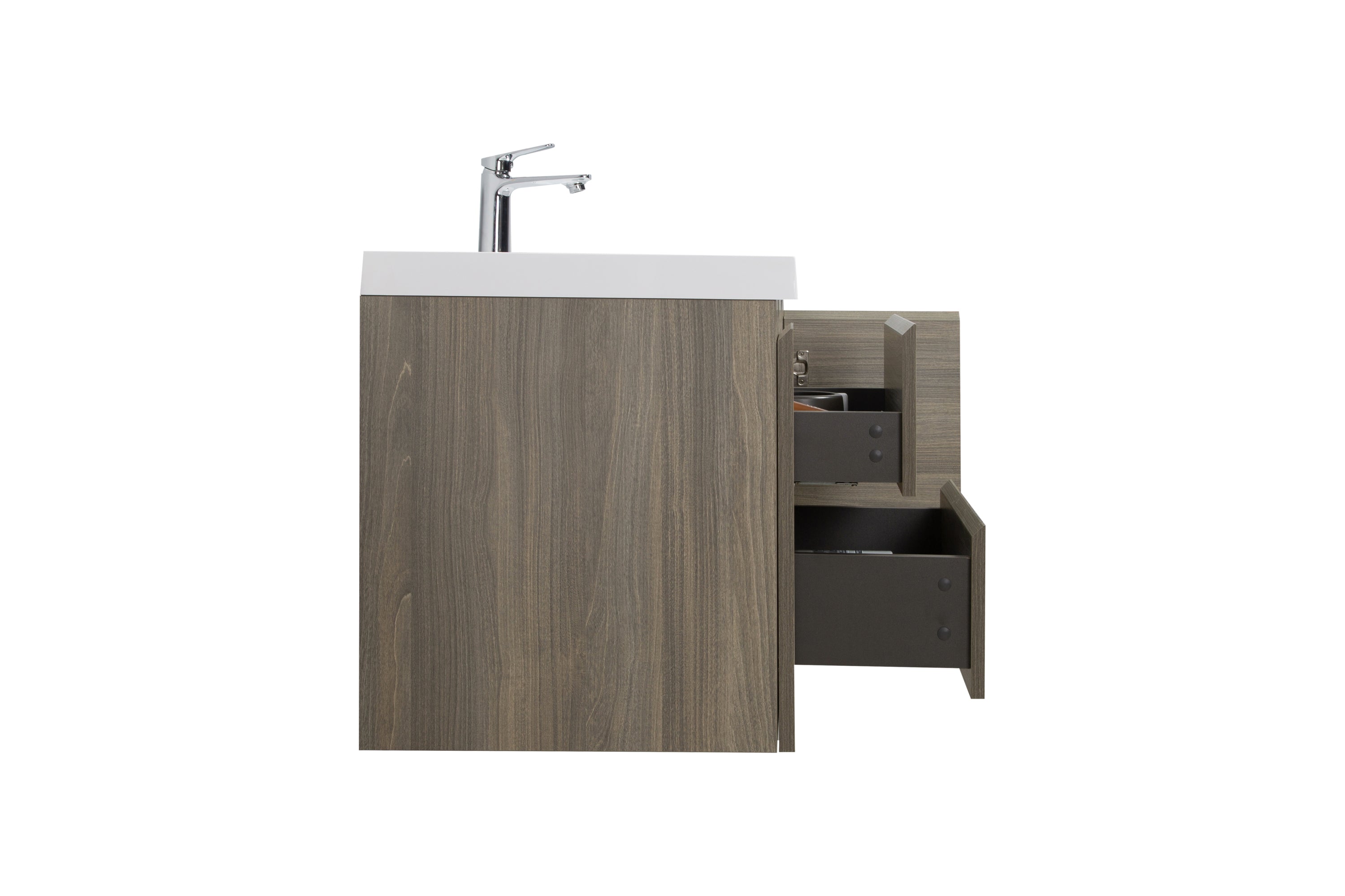 48" Floating Bathroom Vanity with Sink, Modern Wall-Mounted Bathroom Storage Vanity Cabinet with Resin Top Basin and Soft Close Drawers, Ash Grey 24V11-48AG