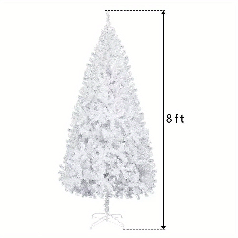 8ft White Artificial Christmas Tree - Indoor/Outdoor PVC Holiday Decoration w/Stand