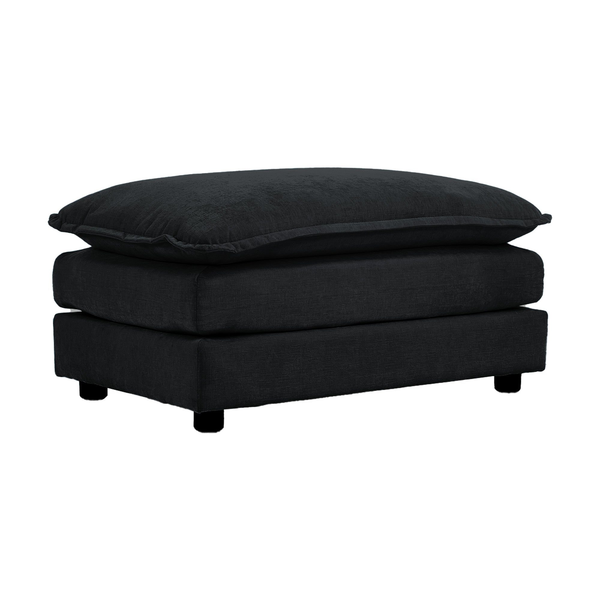 Comfort U Shaped Couch with Reversible Chaise, Modular Large U-Shape Sectional Sofa, Double Extra Ottomans,Black Chenille