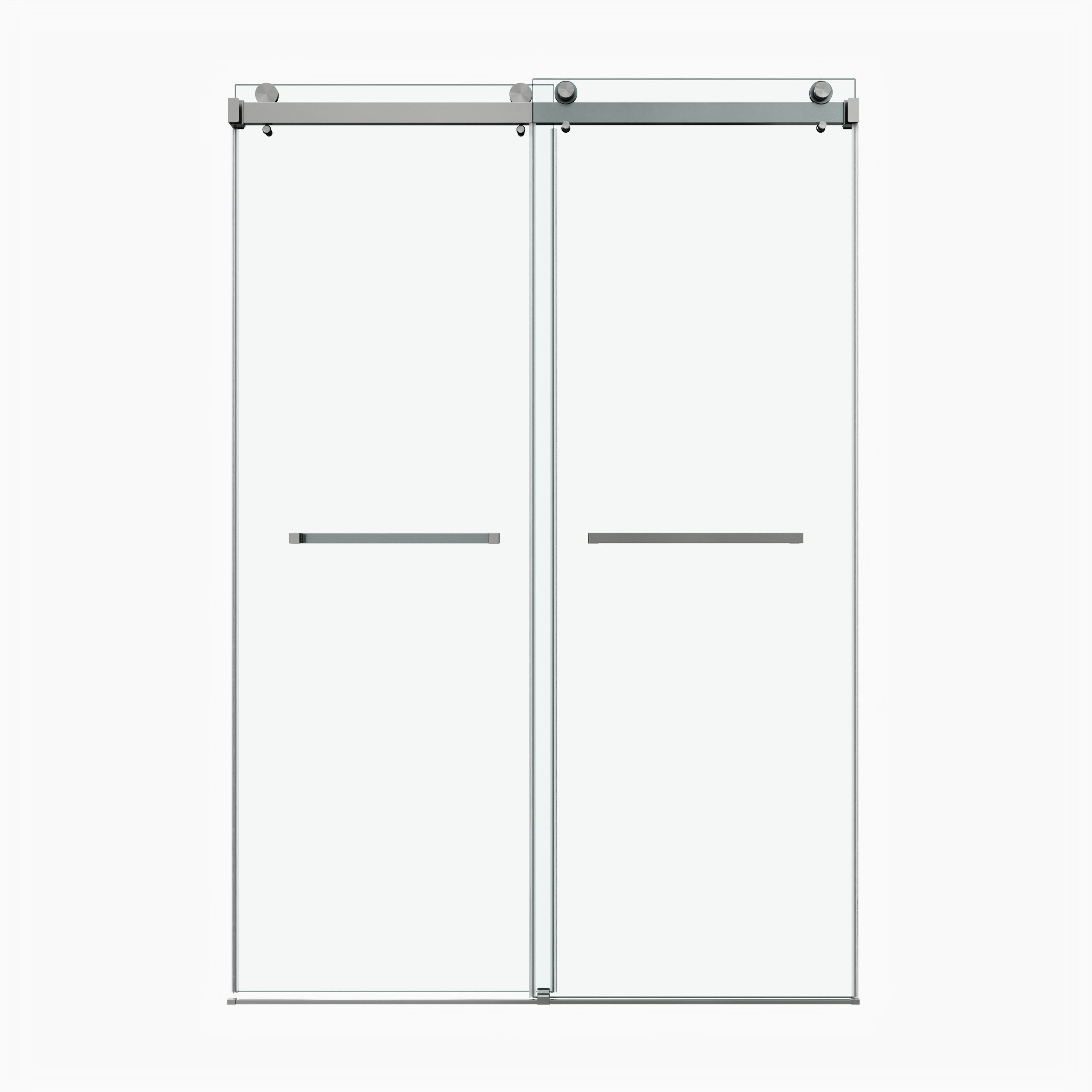 48 x 76 in frameless double sliding shower door front view