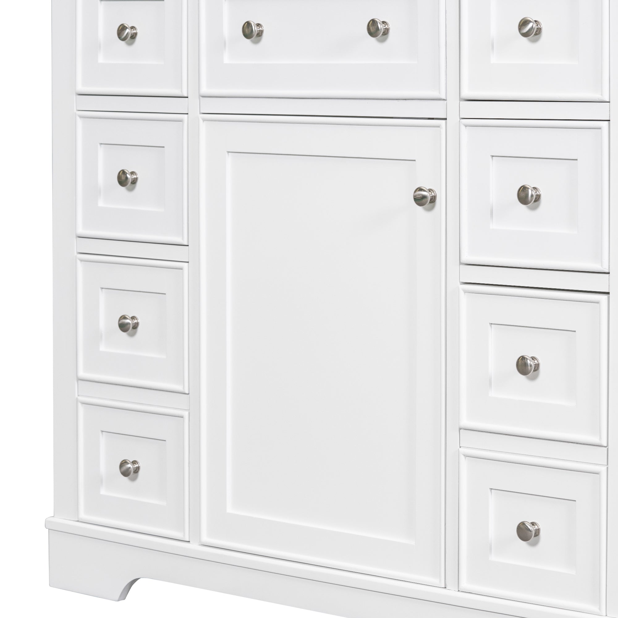 36" Bathroom Vanity with Sink Combo, One Cabinet and Six Drawers, Solid Wood and MDF Board, White