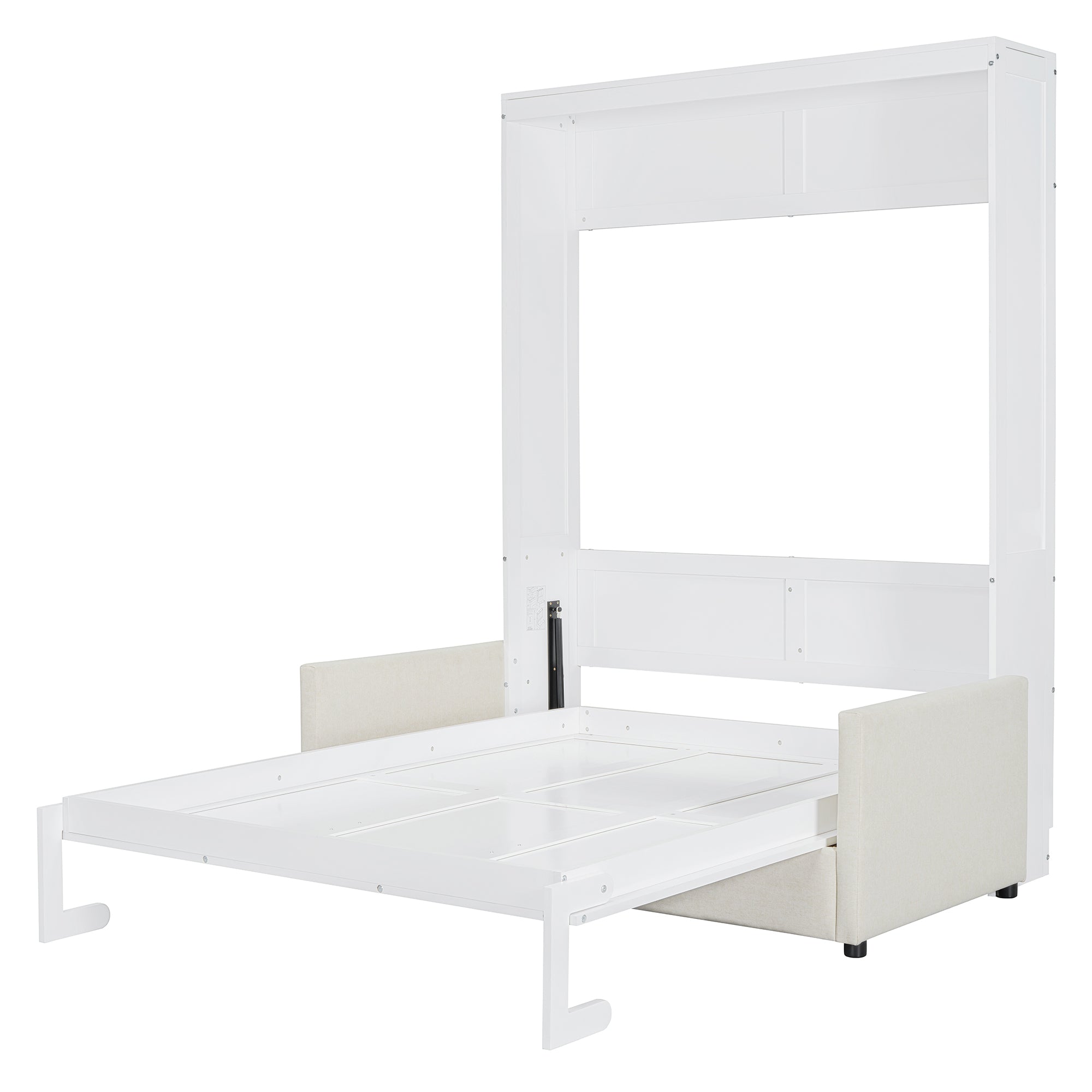 Full Size Murphy Bed Wall Bed with Cushion,White