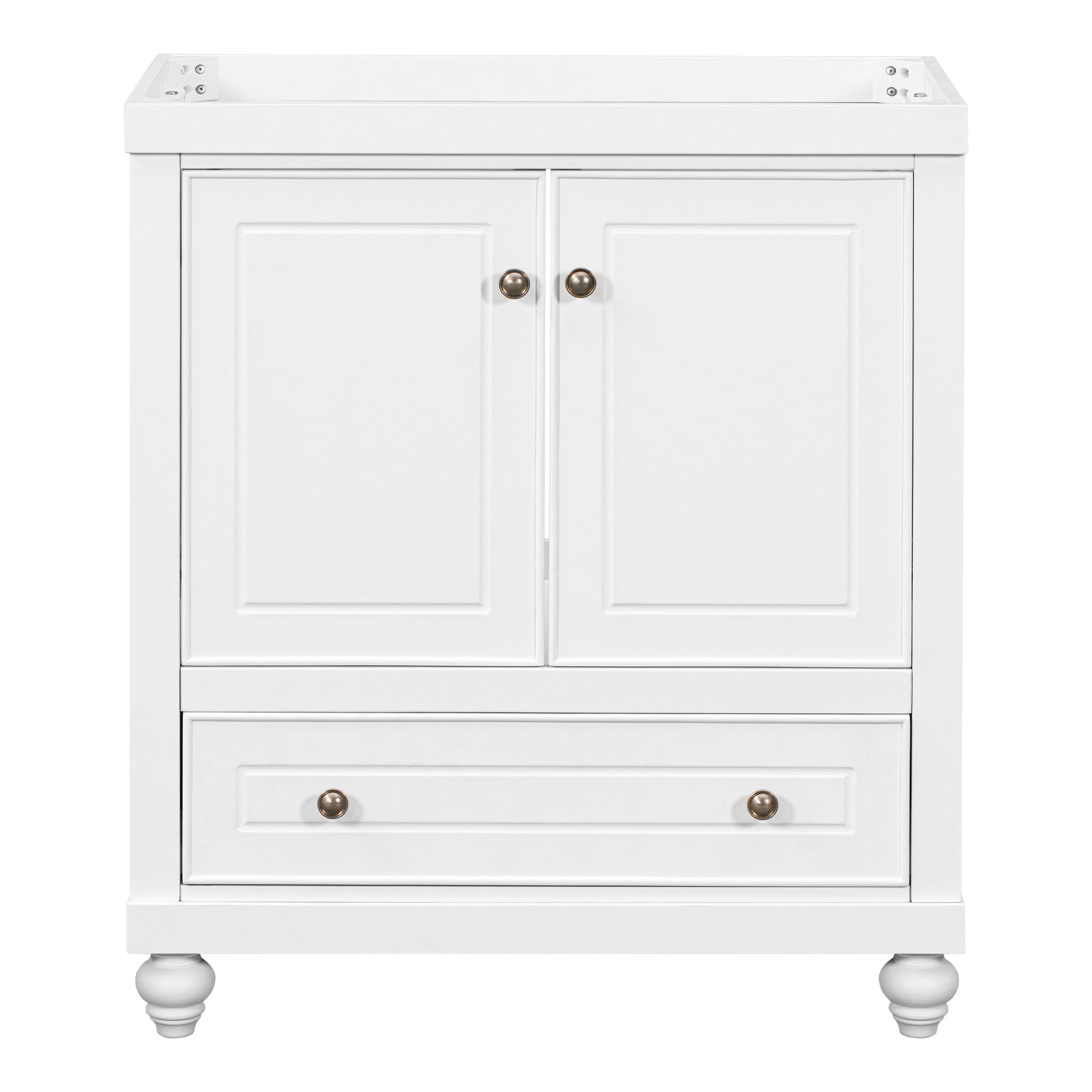 30" Bathroom Vanity without Sink, Base Only, Cabinet with Doors and Drawer, Solid Frame and MDF Board, White